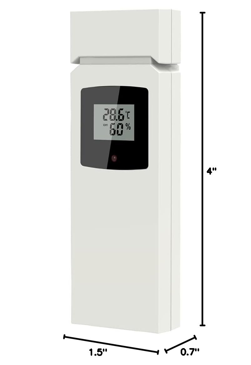 Geevon TX16 Wireless Outdoor Temperature Sensor with LCD Display - Replacement for Weather Station, Indoor Outdoor Thermometer (White) - Monitor Home, Garden & Greenhouse Climate