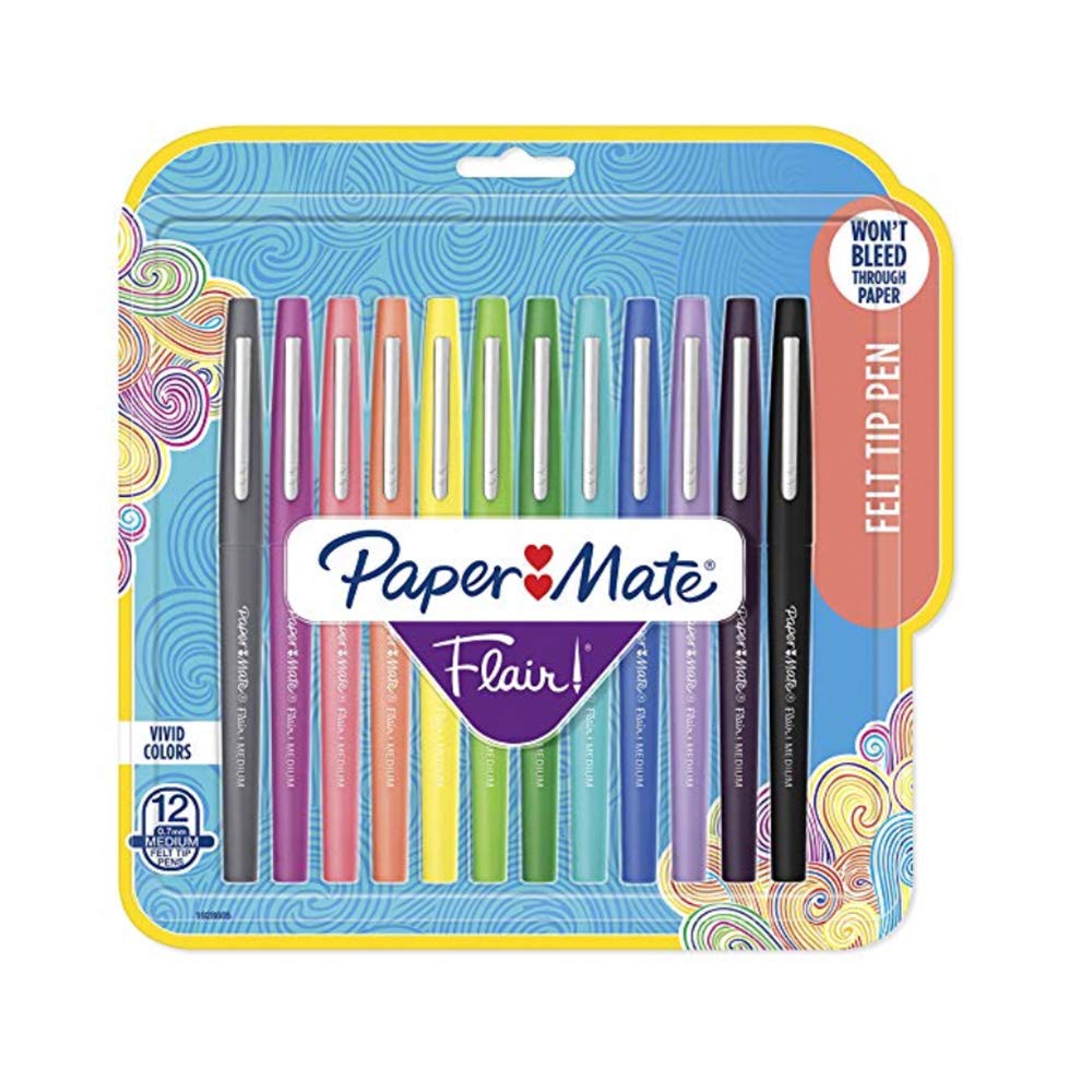 Paper Mate Flair Felt Tip Pens - Medium Point 0.7mm - 12 Count Pack of 3 - Tropical & Classic Colors - Perfect for Journaling, Note Taking, Coloring & Office Work
