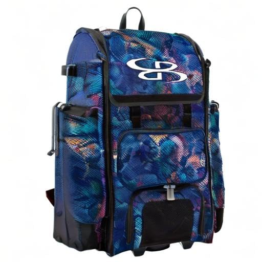 Boombah Catchers Superpack Hybrid Rolling Bat Bag - Nebula Multicolor - Wheeled & Backpack Version | Durable Baseball Equipment for Travel & Practice | Perfect for Catchers & Coaches