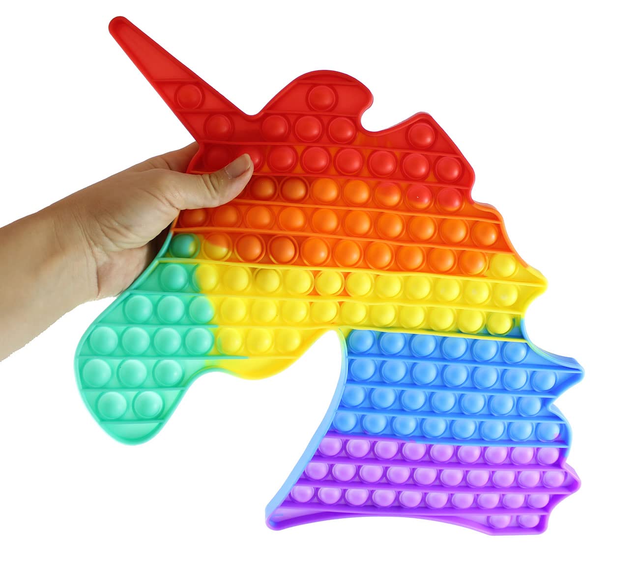 Jumbo Unicorn Head Animal Theme Bubble Pop Fidget Toy - Cute Silicone Push Poke Sensory Stress Relief Toy for Kids & Adults - Perfect for Anxiety Relief, Focus, and Classroom Sensory Play