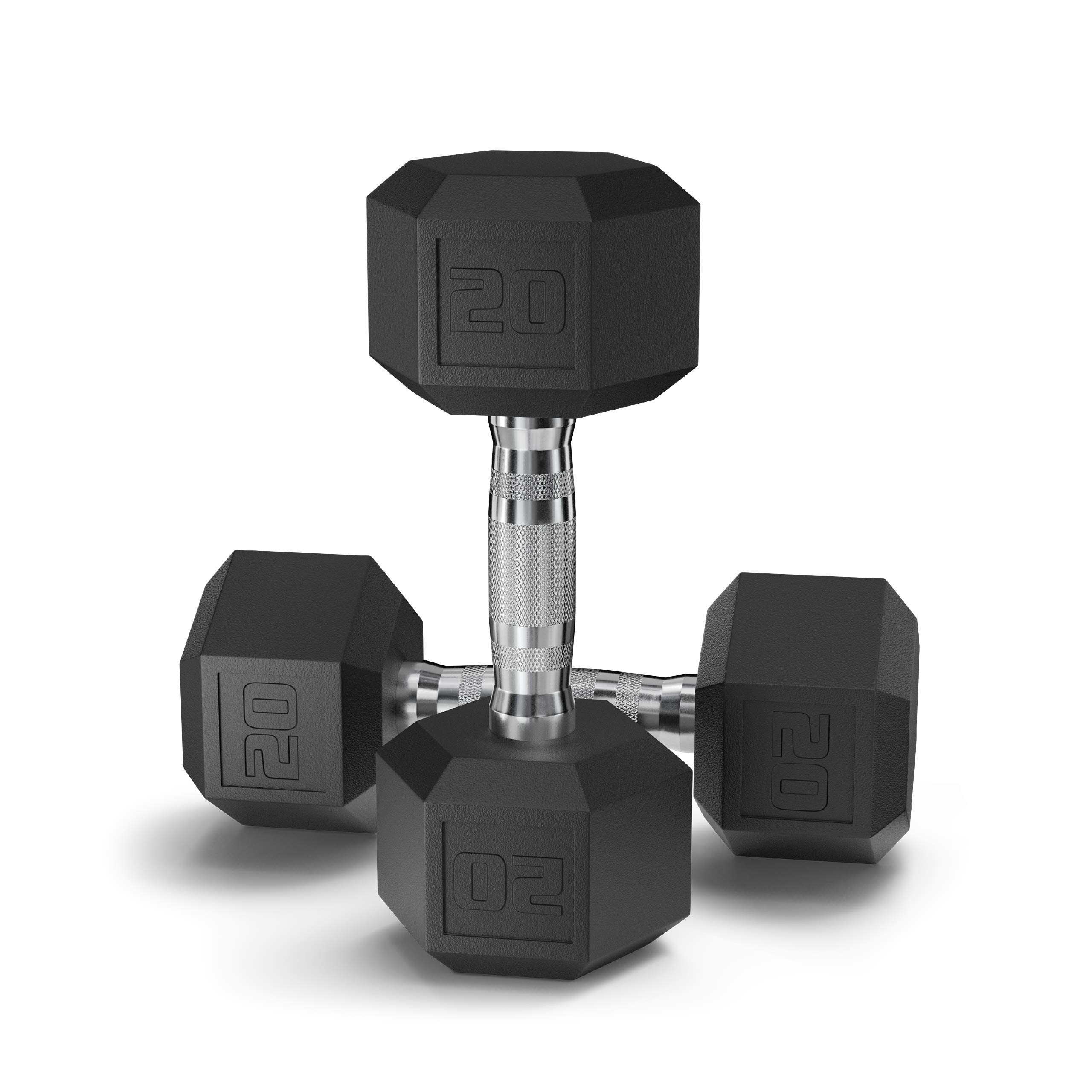 Premium Black Coated Hex Dumbbell Set - 5-50lbs Free Weights for Strength Training, Home Gym & CrossFit - Durable Cast Iron with PVC Coating for Floor Protection & Comfort Grip