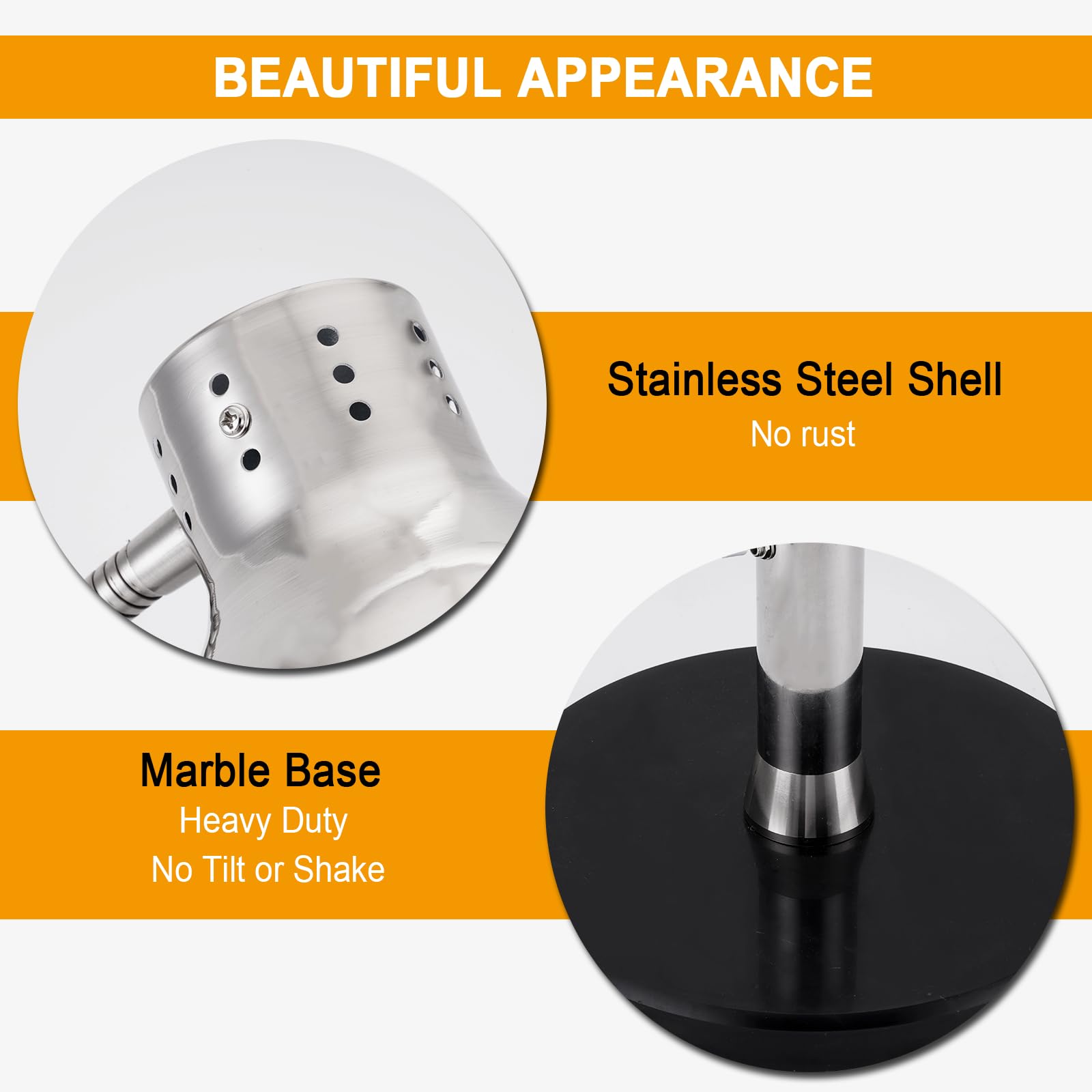 Commercial Food Heat Lamp - 360° Adjustable Head with Marble Base, Infrared Heating Bulb for Restaurants, Buffets & Catering - Perfect for Keeping Food Warm at Events, Cafes & Food Service Counters