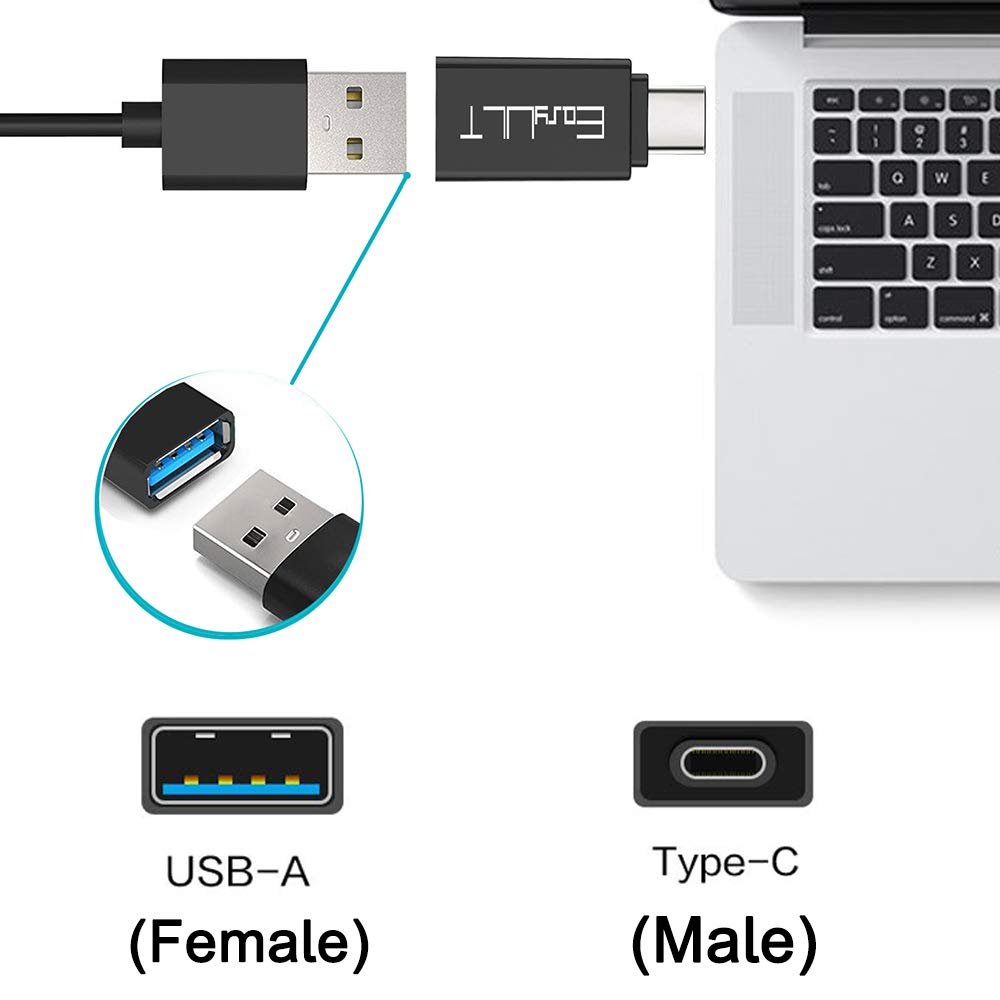 EasyULT USB C to USB 3.0 Adapter (4 Pack) - USB-C Male to USB Female Converter - High Speed Data Transfer for Samsung Galaxy S8/S9, MacBook Pro, MacBook Air - Compatible with Type-C Devices (Black) - Perfect for Office, Travel & Home Use