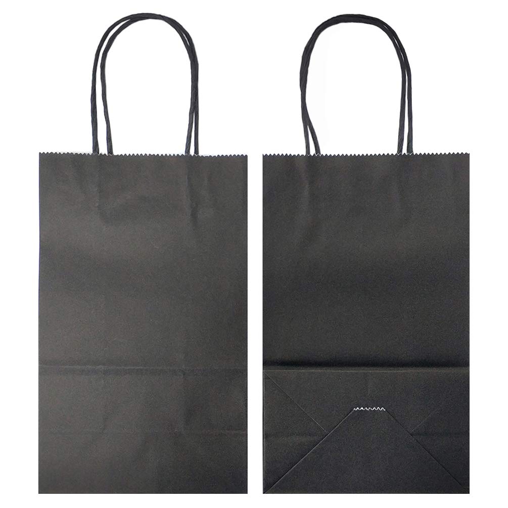 Premium Black Kraft Paper Gift Bags with Handles - 5x3.1x8.2 Inches (25 Count) - Eco-Friendly Party Favor Bags for Weddings, Birthdays & Holiday Gifts