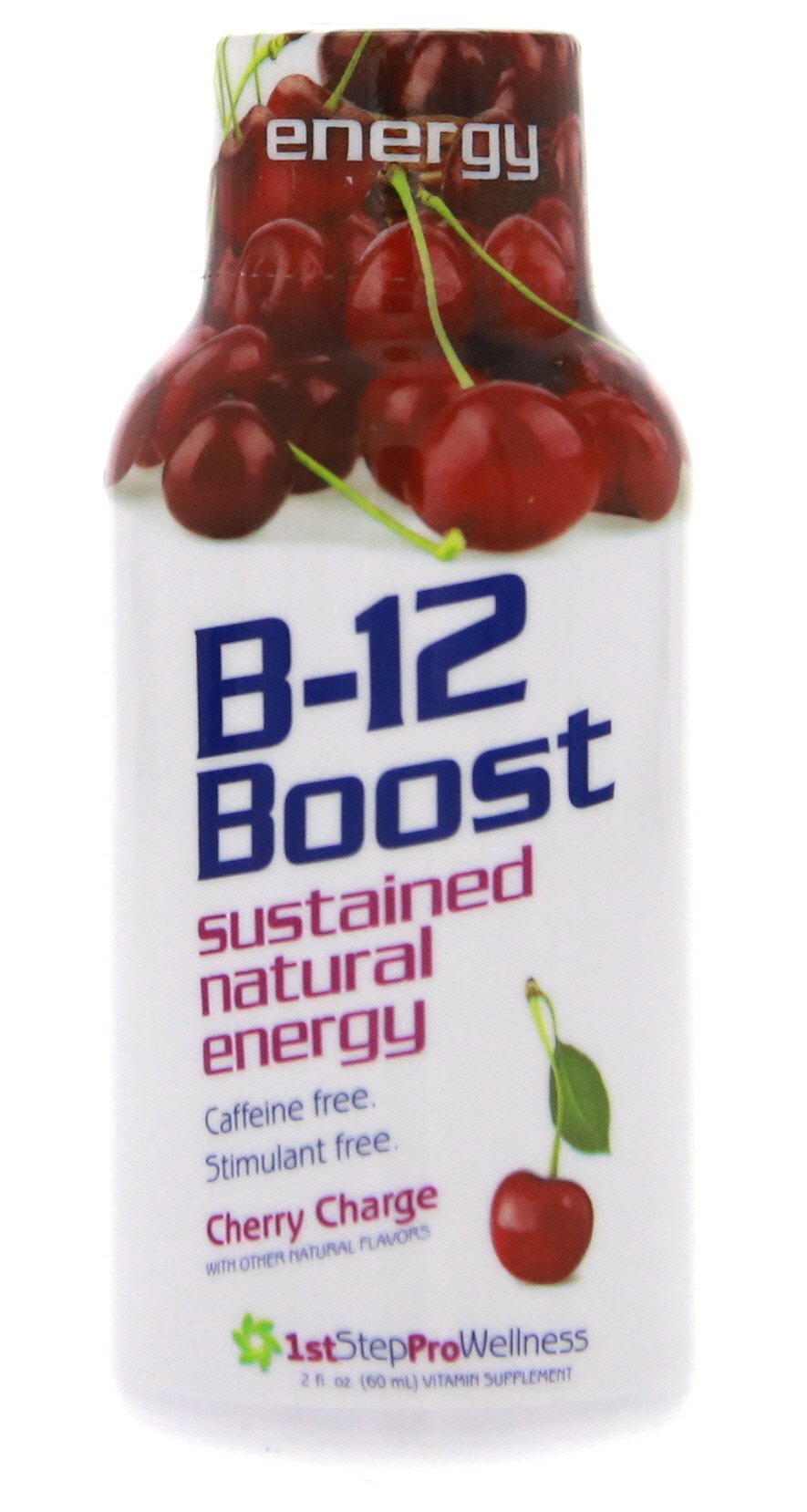 1st Step for Energy B-12 Boost Cherry Charge 12 (2 fl oz) - Vitamin B12 Supplement for Energy & Focus - Great for Workouts, Studying & Daily Energy Boost