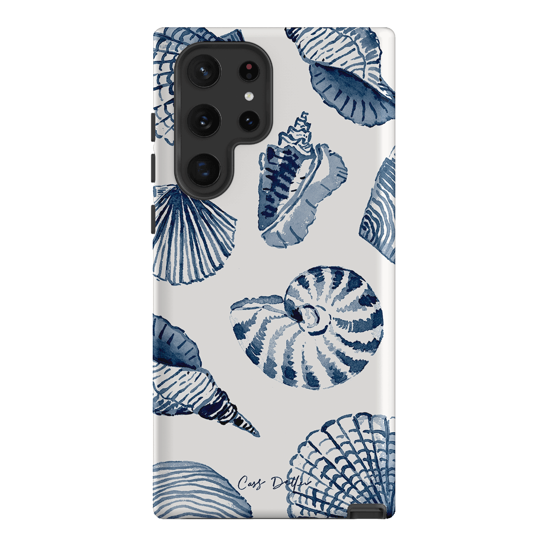 Durable Blue Seashell Design Phone Case - Shockproof & Slim Fit for iPhone & Samsung - Perfect for Beach Vacations & Outdoor Adventures