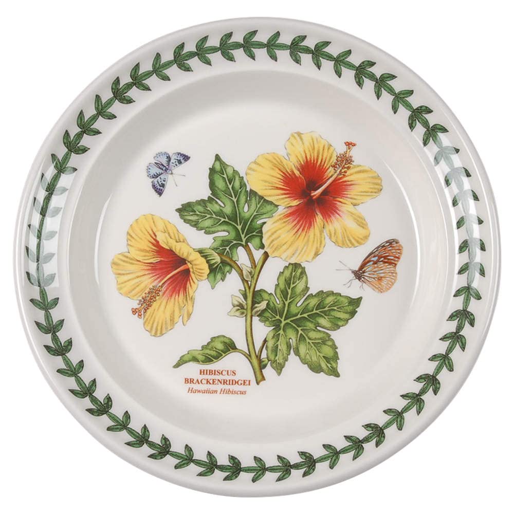 Portmeirion Exotic Botanic Garden Bread and Butter Plate Set with Hibiscus Floral Design - Elegant Dinnerware for Tea Parties, Breakfast, and Home Decor