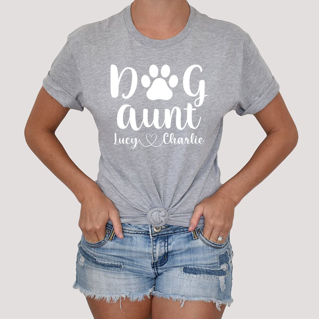 Custom Dog Aunt T-Shirt with Your Dog's Name - Personalized Pet Lover Gift for Dog Owners - Perfect for Birthdays, Holidays & Dog Adoption Celebrations