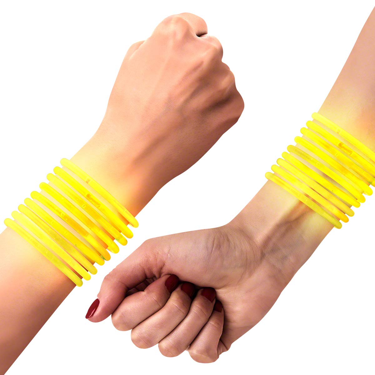 Premium Glow Bracelets - 8 Inch Yellow Flashing LED Party Bracelets (Pack of 100) for Raves, Concerts, Festivals & Night Events