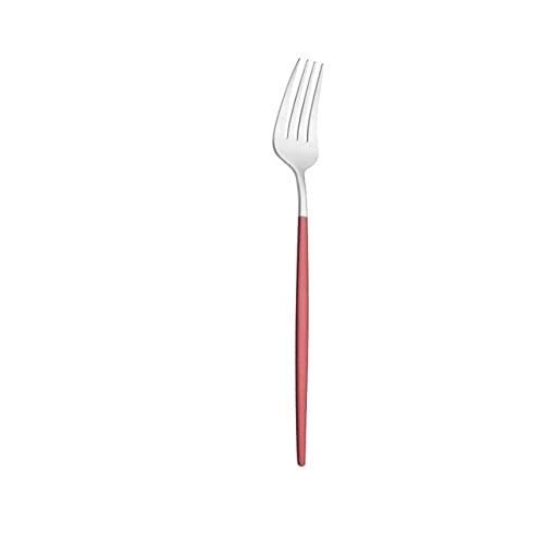 Premium Stainless Steel Silverware Set - 24-Piece Red Cutlery Set with Knife, Dessert Fork, Spoon for Kitchen, Dining, Travel & Camping | Elegant Flatware for Dinner Parties, Restaurants & Outdoor Picnics