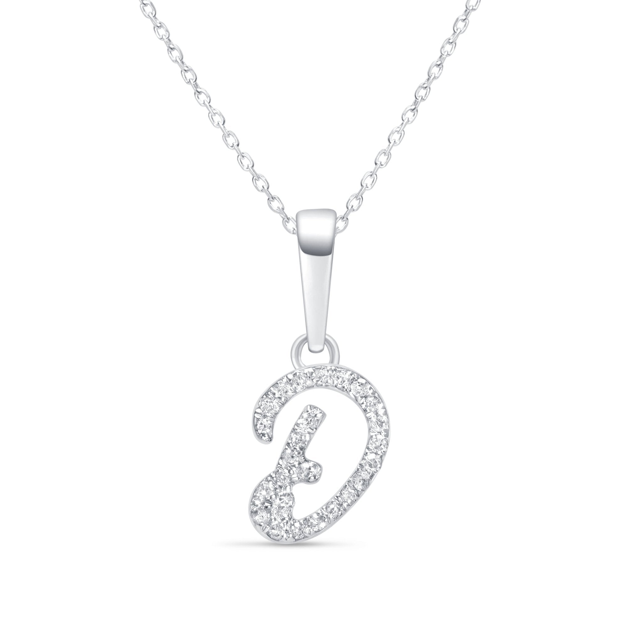 14K White Gold Cursive Diamond Initial Necklace - Personalized Monogram Pendant for Women, Elegant Gift for Mom, Wife, Anniversary, Birthday | Perfect for Everyday Wear, Date Nights & Special Occasions