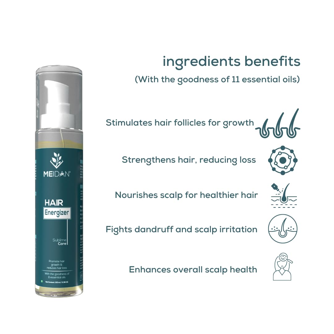 Meidan Hair Energizer Oil - Promotes Hair Growth & Prevents Dandruff - Natural Scalp Treatment for Thicker, Healthier Hair - Perfect for Daily Hair Care Routine & Scalp Massage