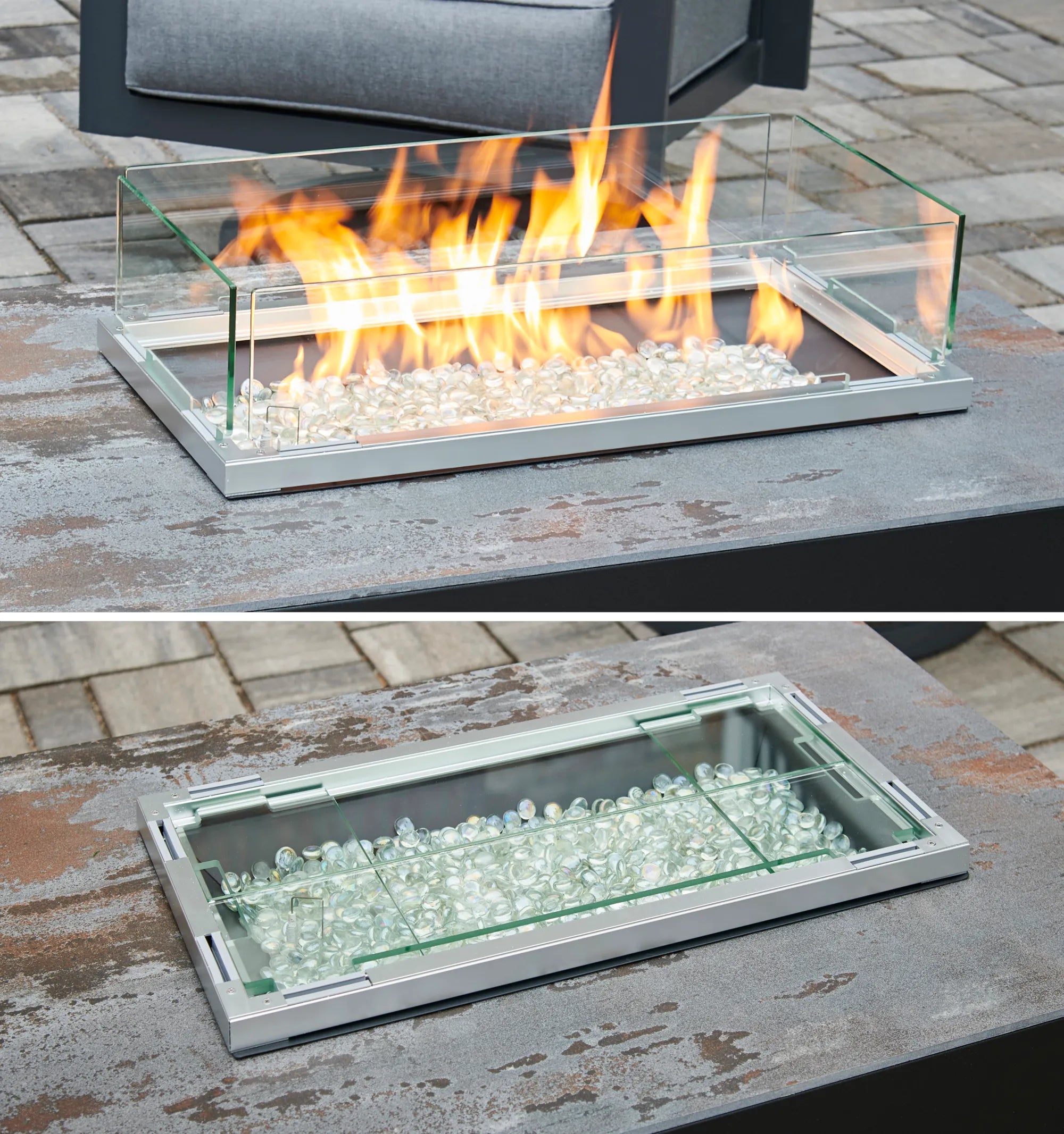 The Outdoor Greatroom Company Linear Folding Glass Wind Guard - Premium Wind Protection for Patio, Deck & Outdoor Dining Areas - Perfect for BBQs, Fire Pits & Alfresco Entertaining