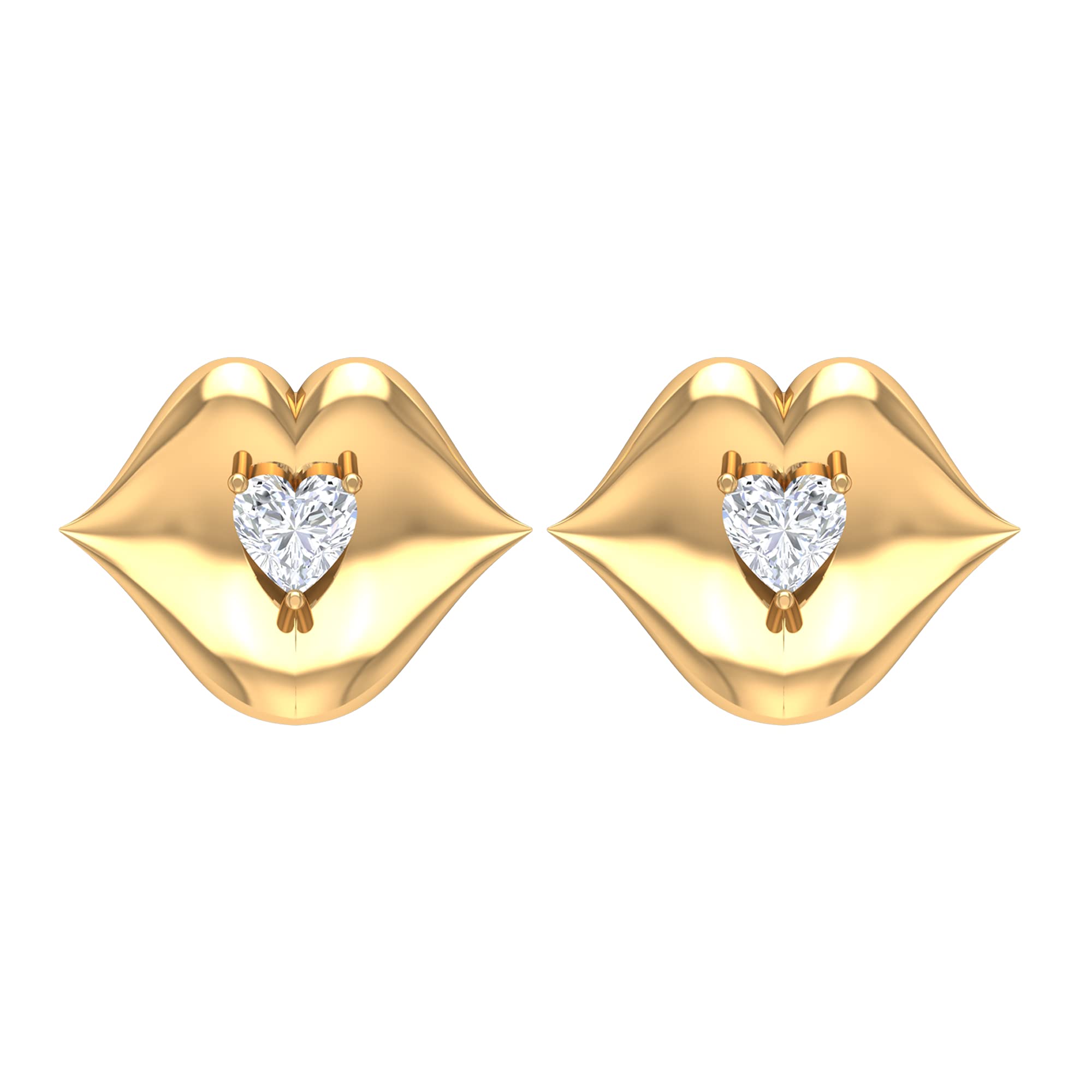 0.25 CT Heart Shape Moissanite Stud Earrings for Women - 14K Solid Gold with Gold Lip - Elegant Jewelry for Valentine's Day, Anniversary & Special Occasions