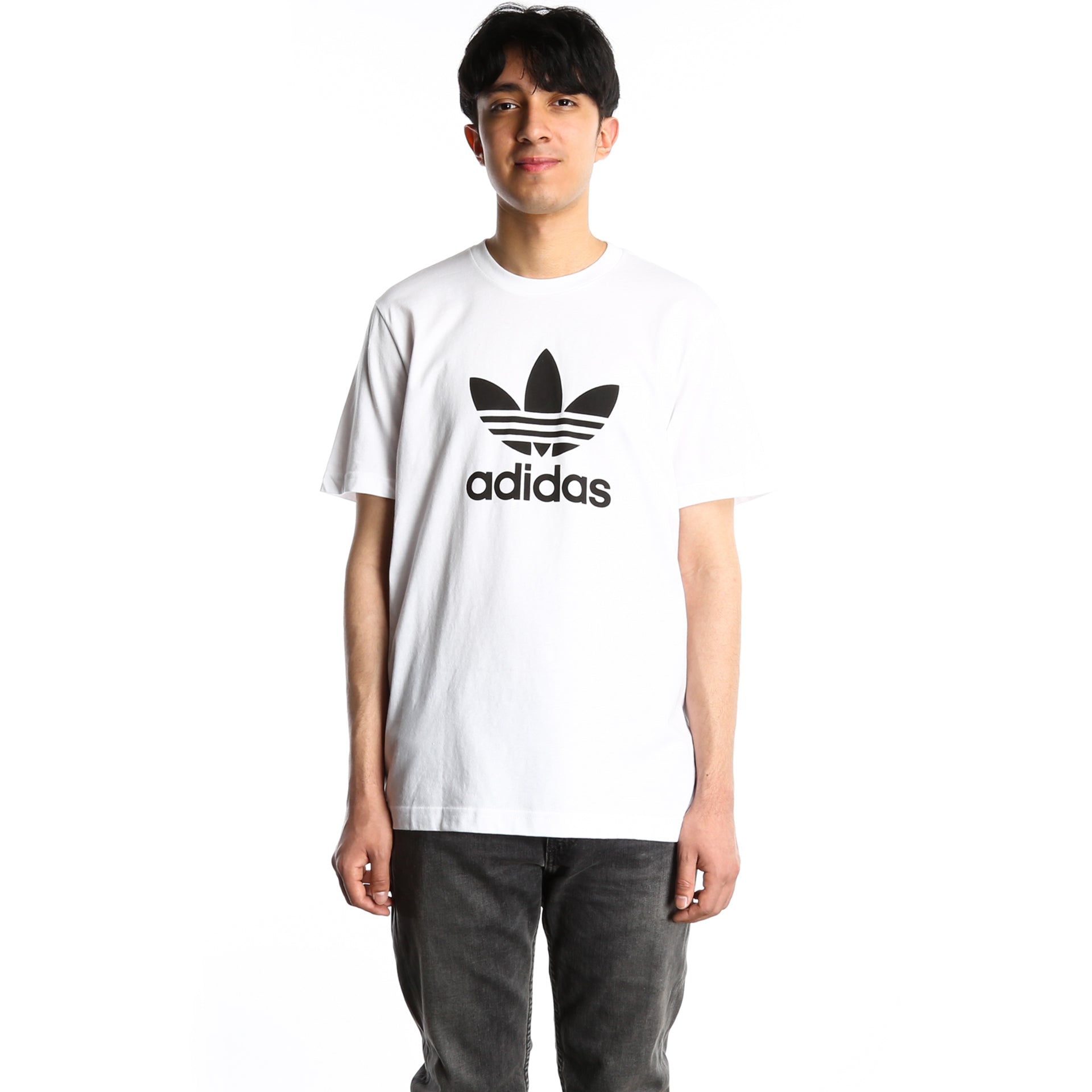 Adidas Men's Trefoil Graphic T-Shirt - White Cotton Casual Tee for Streetwear & Everyday Outfits