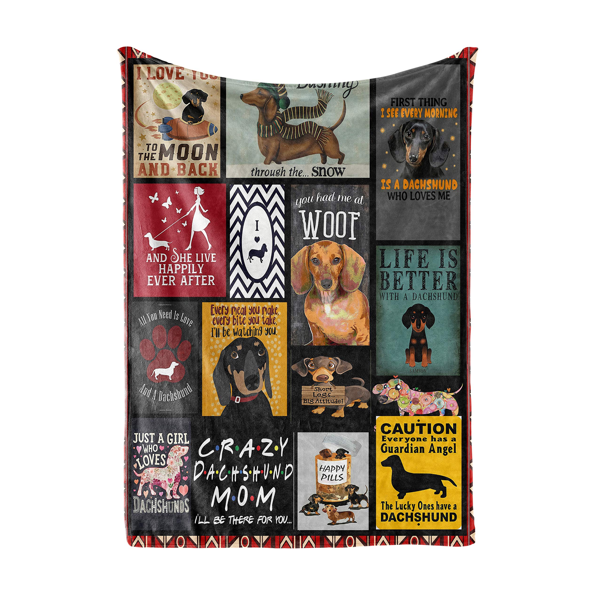 Dachshund Dog Flannel Fleece Blankets for Men & Women - 50