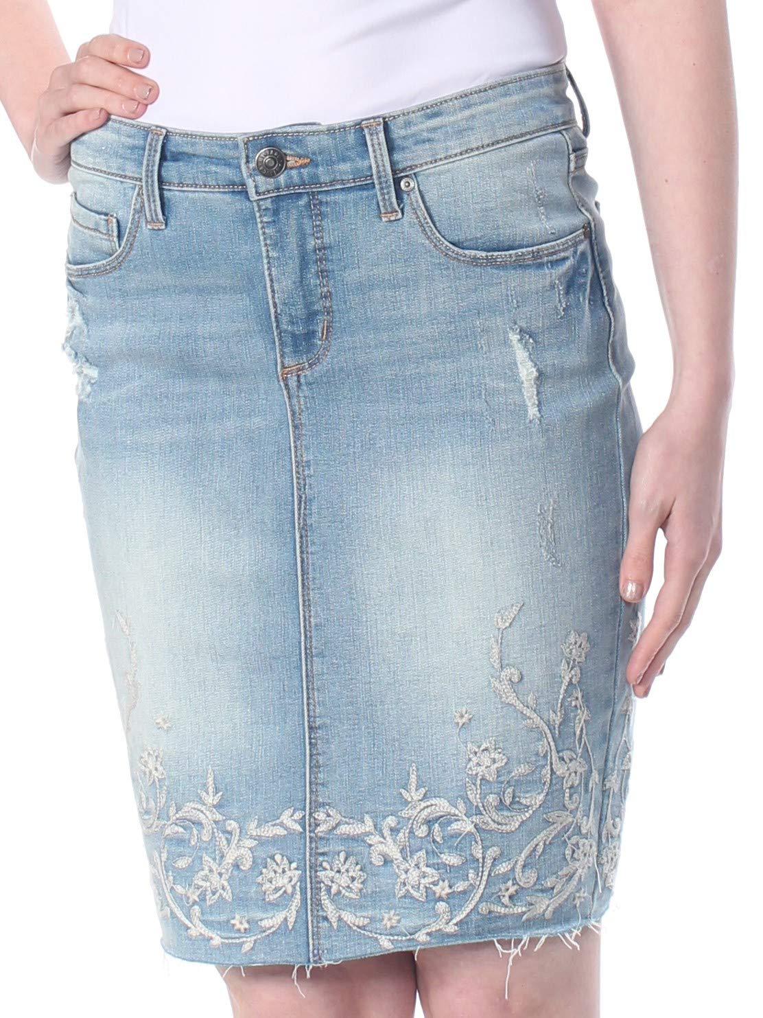 Vintage American Blues Women's Clarissa High Waist Denim Pencil Skirt - Retro Style Slim Fit Stretch Jeans Skirt for Casual Wear & Office Outfits