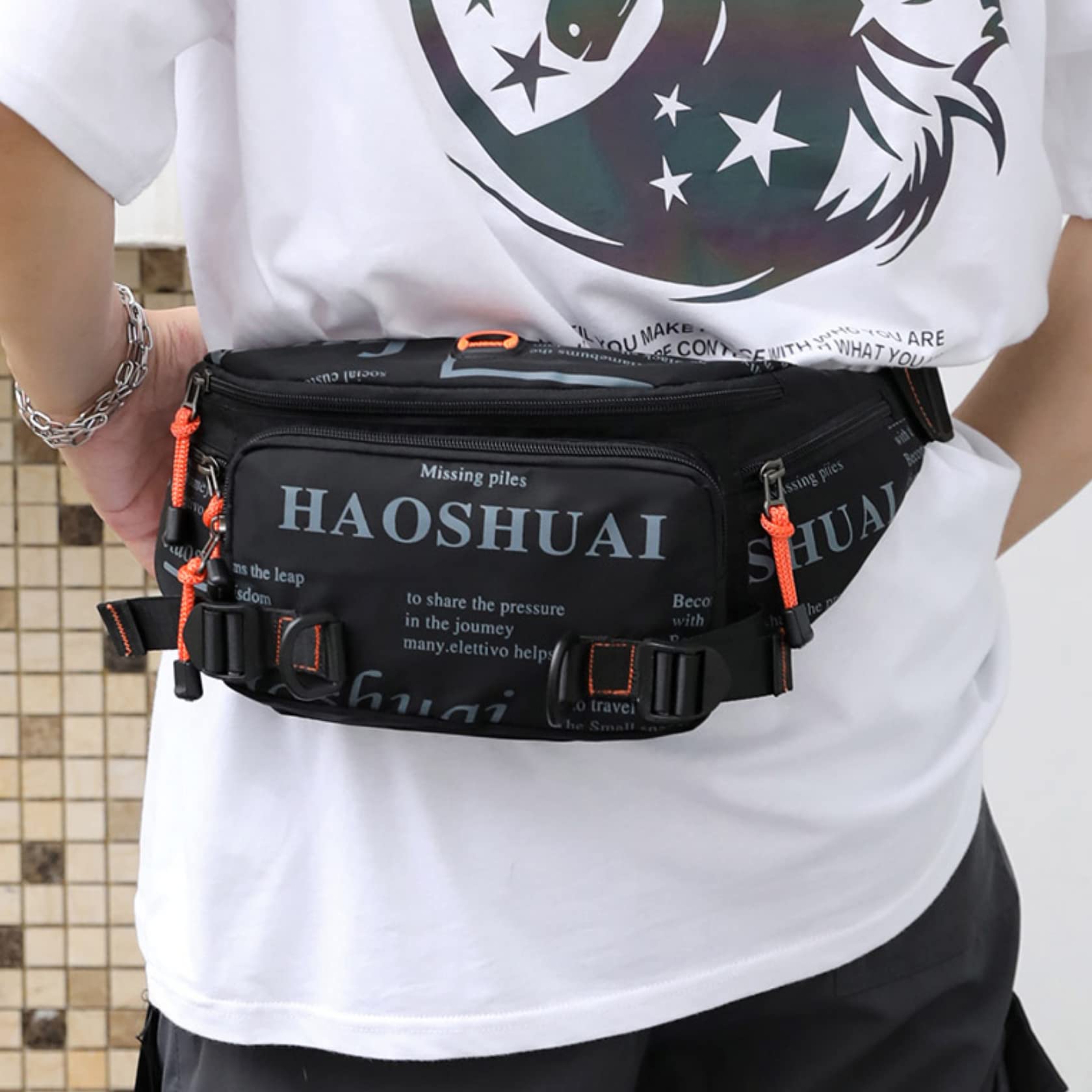 Waterproof Unisex Fanny Pack Waist Bag with Adjustable Strap & Headphone Jack - Running, Gym & Outdoor Activities (Black) - Perfect for Hiking, Travel & Workouts