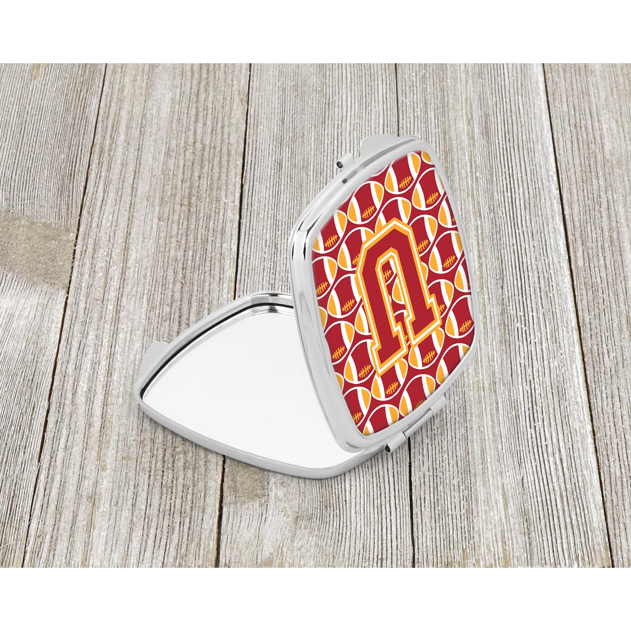 Caroline's Treasures CJ1070-USCM Letter U Football Cardinal and Gold Compact Mirror - Portable Folding Handheld Travel Makeup Mirror for Women & Girls, Perfect Gift for Sports Fans, Cheerleaders, and Football Enthusiasts - Ideal for On-the-Go Touchups, Purse Essentials, and Game Day Accessories