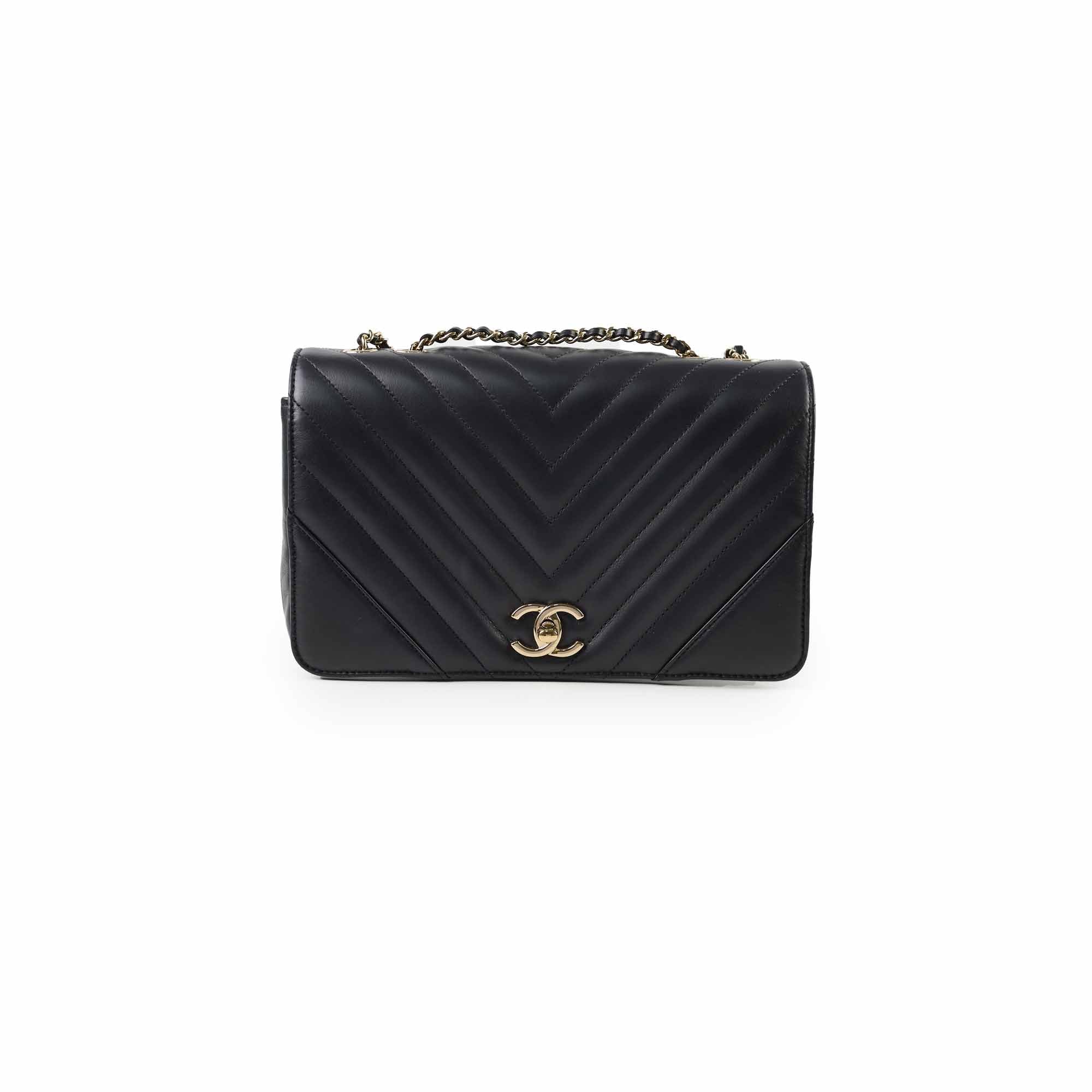 Chanel Small Chevron Quilted Flap Bag in Black | Luxury Designer Handbag for Women | Perfect for Evening Events, Parties & Special Occasions
