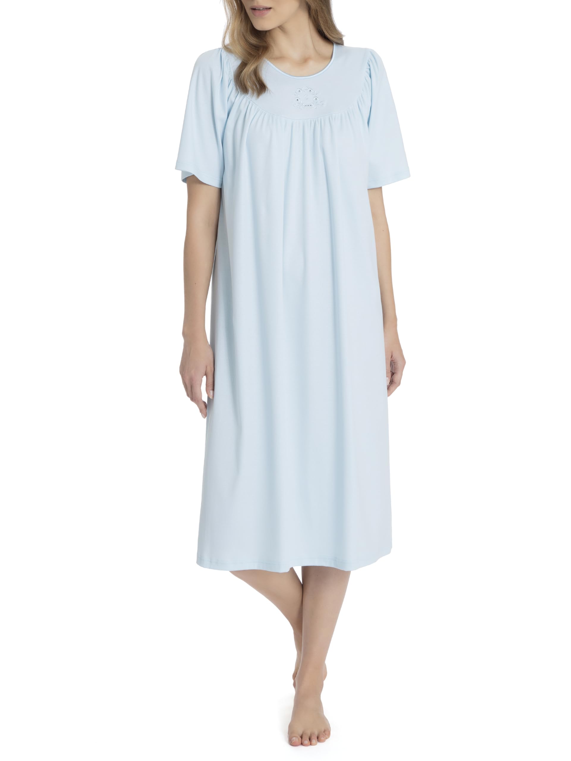 Women's 34000 Soft Cotton Short Sleeve Nightgown - Breathable Sleepwear for Summer & Lounge Wear - Perfect for Home Relaxation & Comfortable Sleep