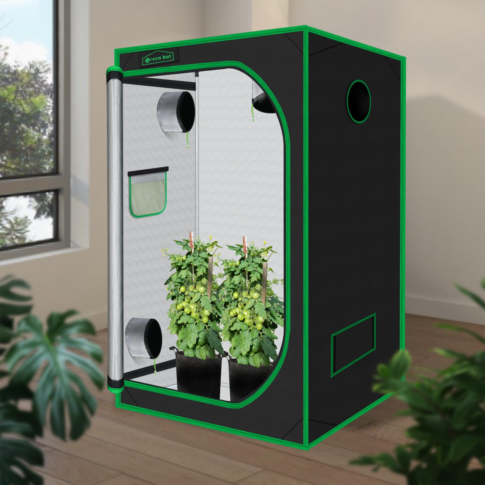 48x48x78 Inch Mylar Hydroponic Grow Tent for Indoor Plants - Observation Window & Removable Waterproof Floor Tray - Perfect for Growing Fruits, Flowers, and Vegetables Year-Round