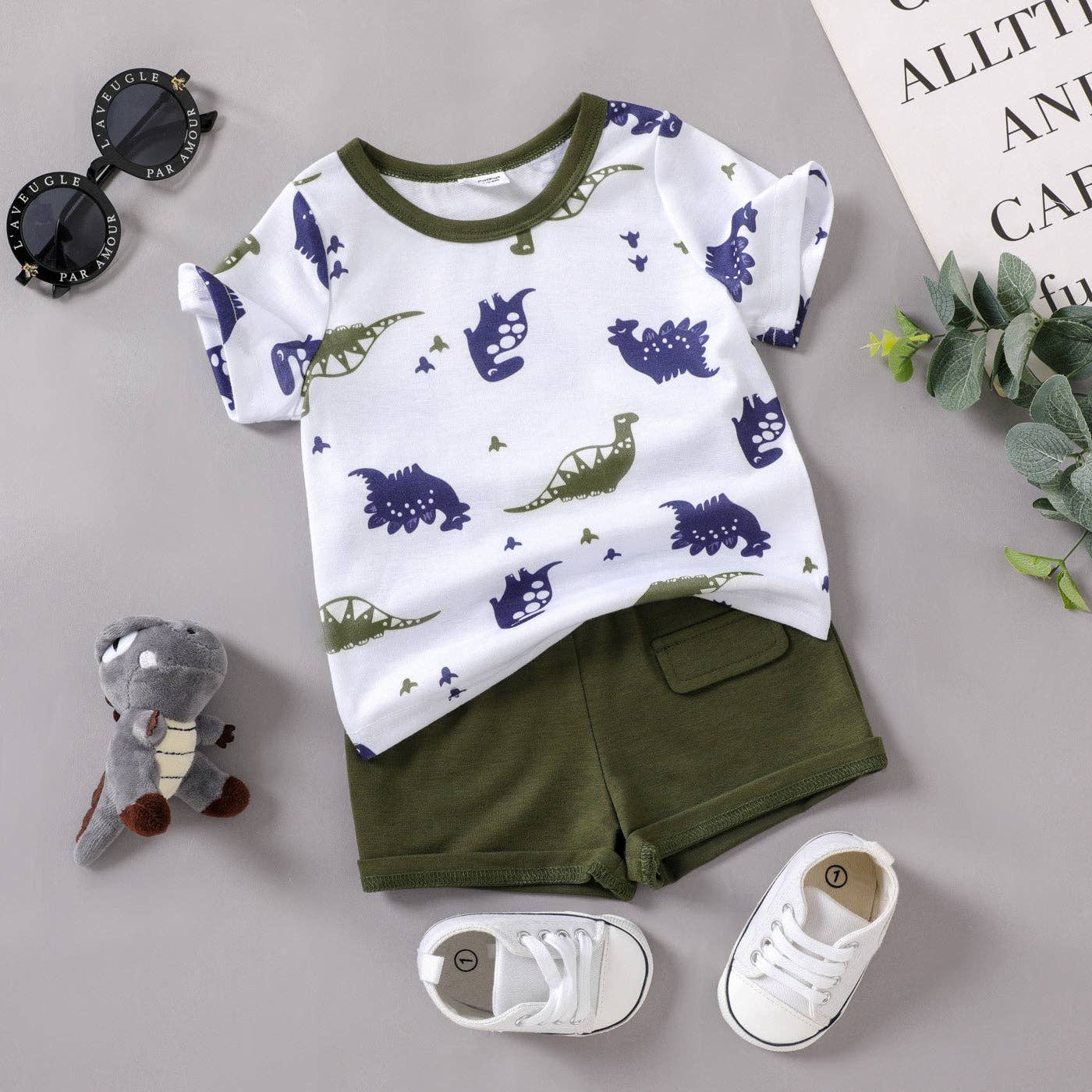 Dino Baby Boy Outfit Set - Cute Dinosaur Themed Clothes for Toddlers - Perfect for Playtime, Birthday Parties & Photo Shoots