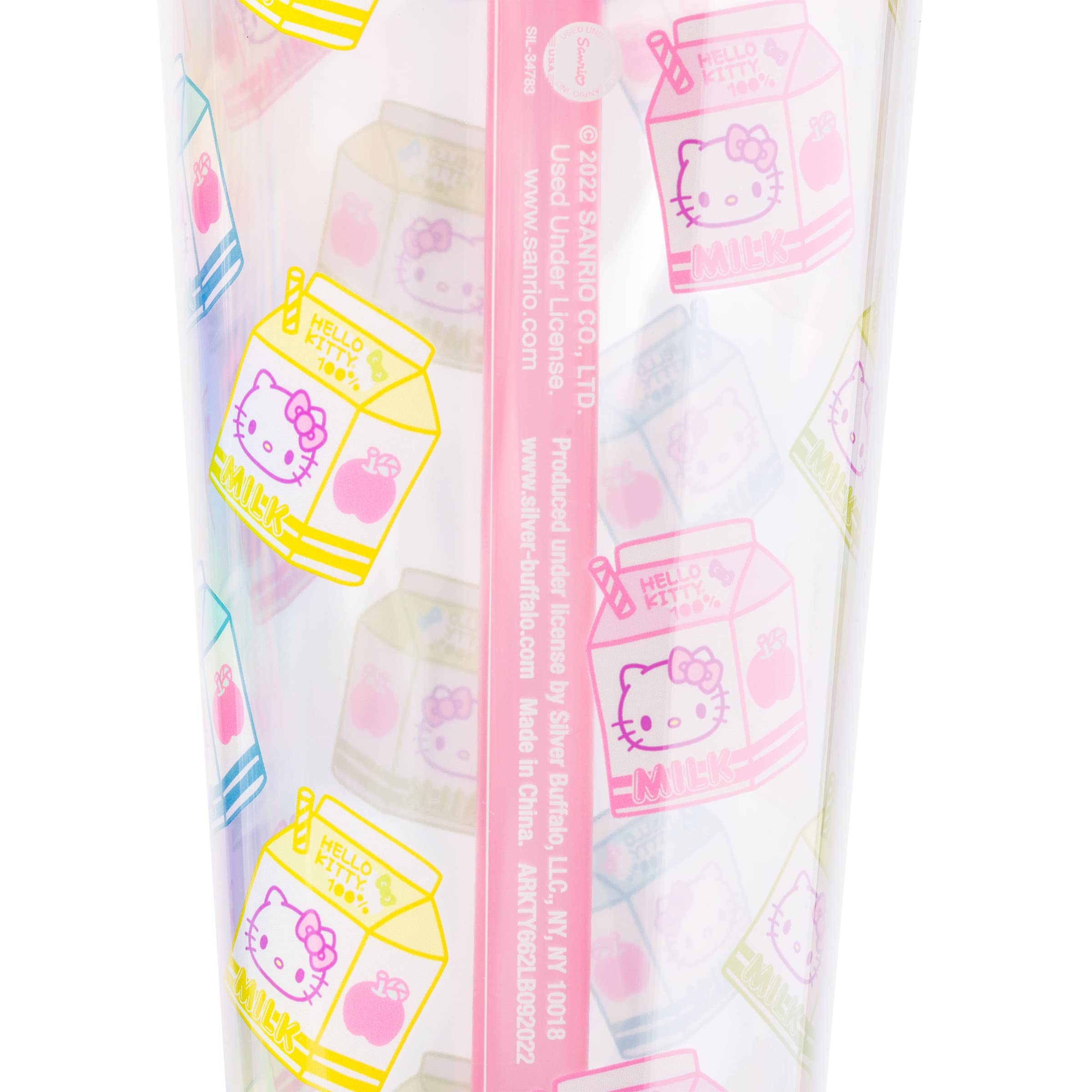 Sanrio Hello Kitty 24oz Plastic Boba Tumbler with Lid & Wide Straw - Cute Milk Carton Design for Bubble Tea, Iced Coffee & Summer Drinks | Kawaii Aesthetic Cup for School, Office & Travel