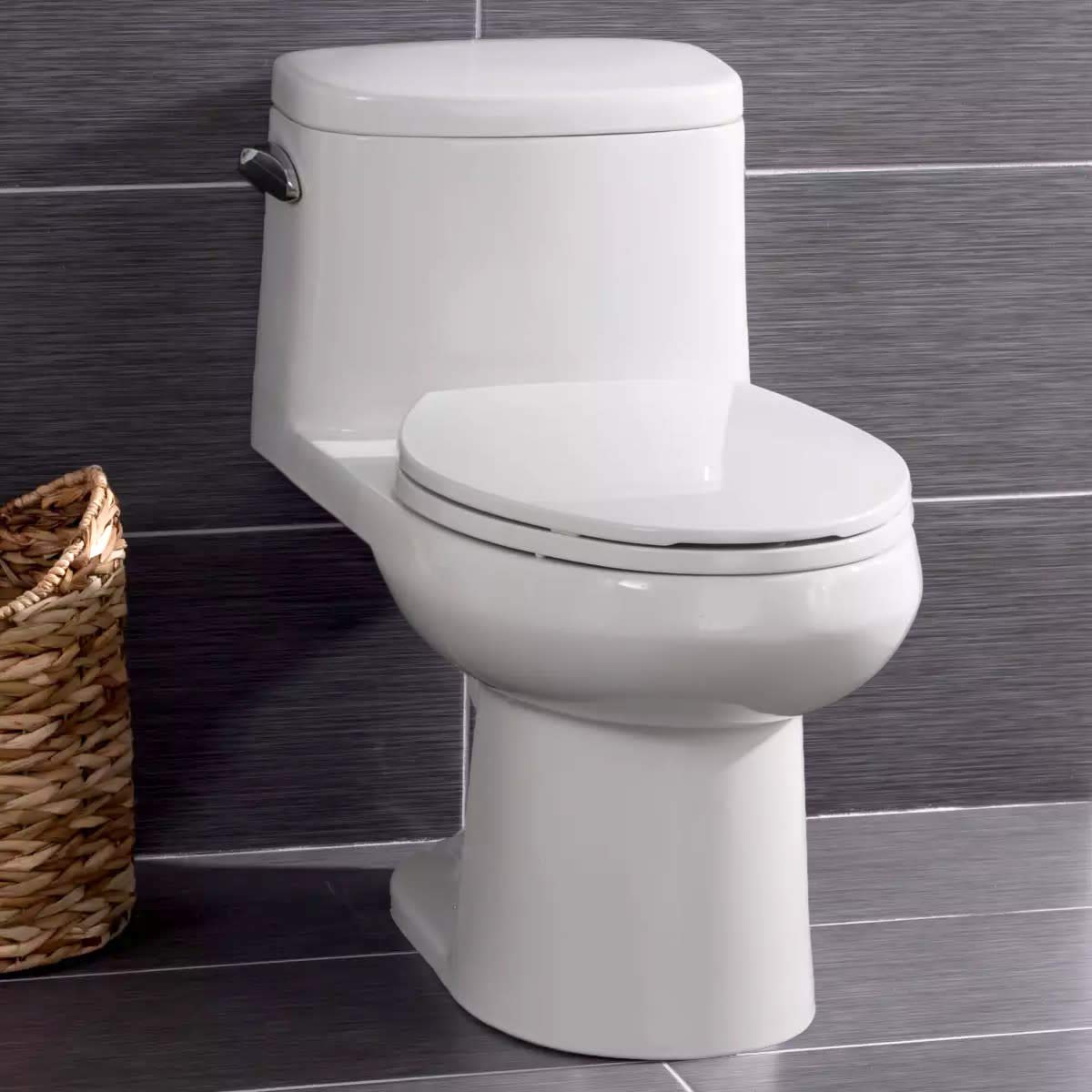 Miseno MNO120C Mia One-Piece High Efficiency Toilet with Elongated Chair Height Bowl - Soft Close Seat & Wax Ring Kit Included - Bright White - Perfect for Modern Bathrooms & Water-Saving Homes
