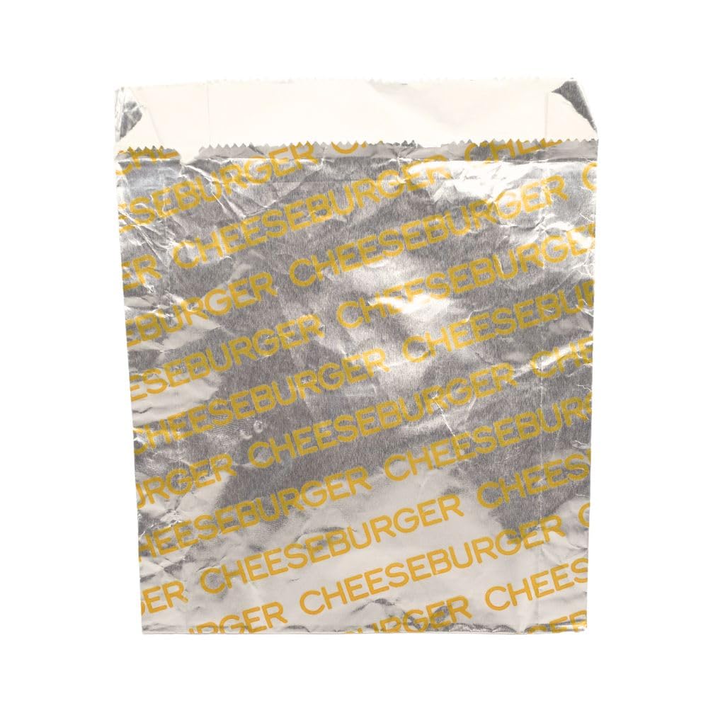 Large Foil Cheeseburger Sandwich Bags - Grease Resistant & Heat Retention - 25 Count - Perfect for Picnics, BBQs & Fast Food Packaging