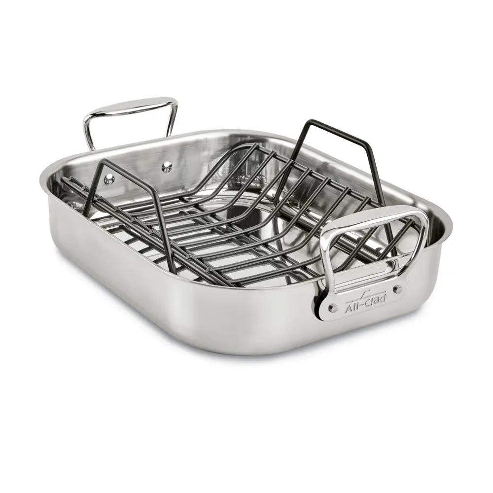 All-Clad 11 x 14 Inch Stainless Steel Small Roasting Pan with Rack - Perfect for Oven Roasting Chicken, Turkey, and Vegetables