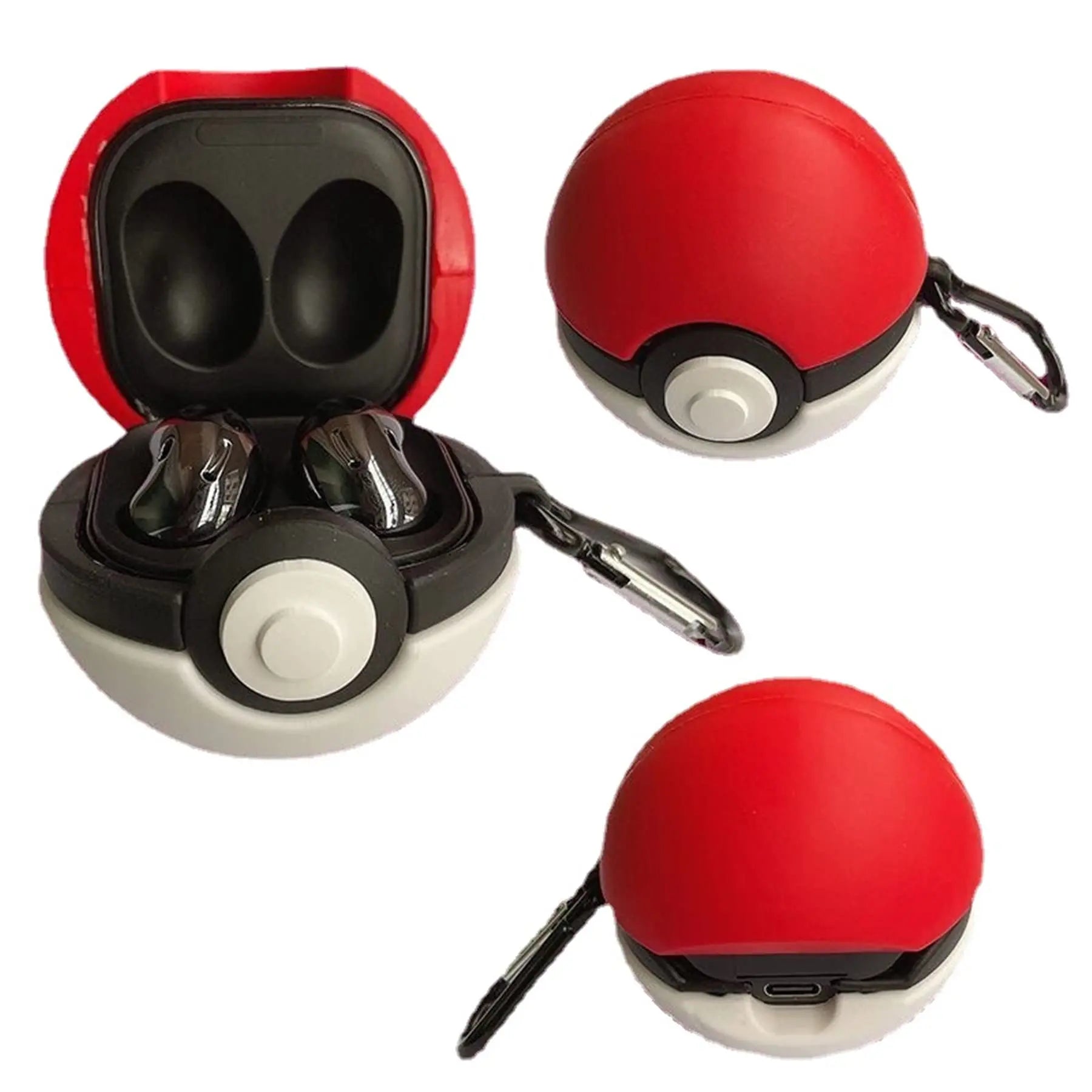 3D Poke Ball Protective Silicone Case for Samsung Galaxy Buds 3/3 Pro/2/2 Pro/Live - Cute Pokemon Design Shockproof Cover for Wireless Earbuds - Perfect for Gym, Travel, and Daily Use
