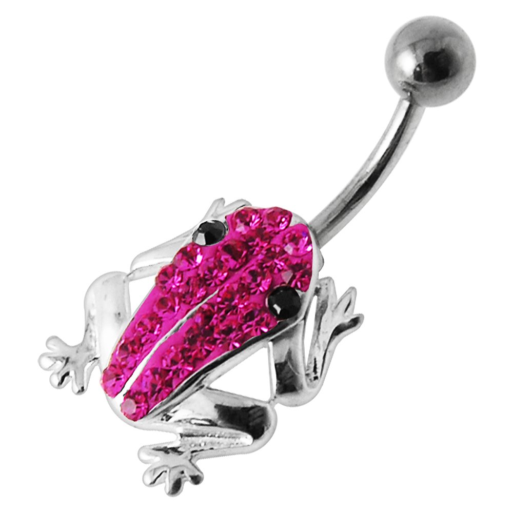 925 Sterling Silver Multi Crystal Gemstone Frog Body Jewelry - Stylish & Unique Piercing Accessory for Belly Rings, Earrings & Nose Rings