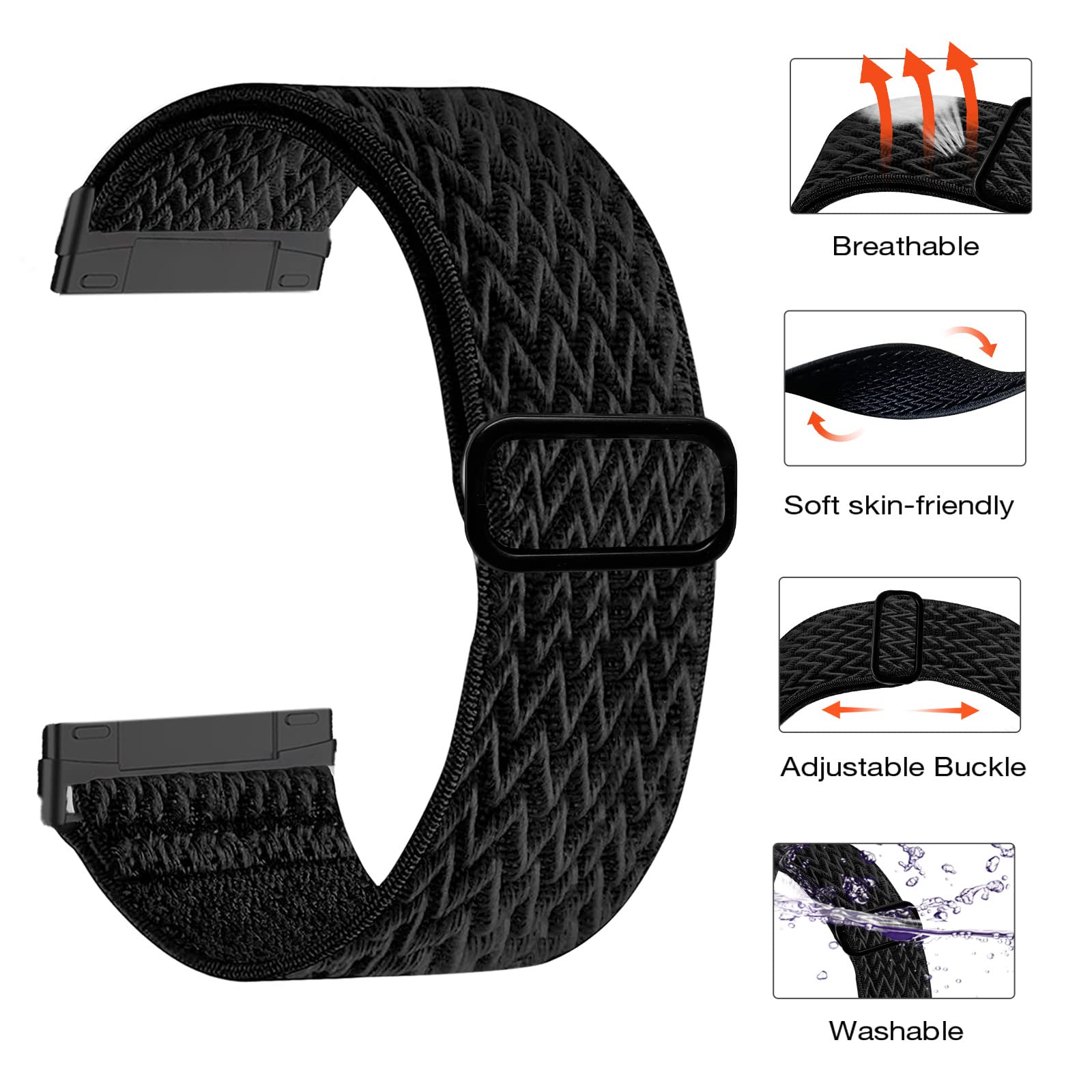 [4 Pack] Stretchy Replacement Bands Compatible with Fitbit Versa 3/4 & Sense/Sense 2 - Soft Comfortable Sport Wristbands for Women & Men - Perfect for Workouts, Running & Daily Wear