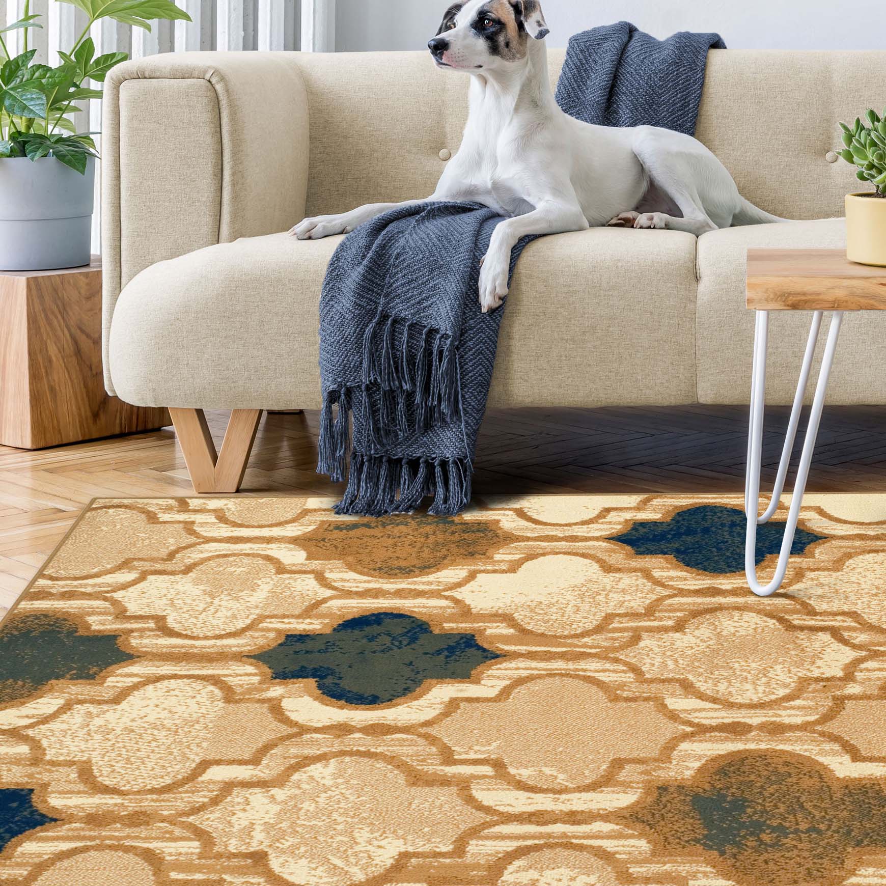 Viking Geometric Trellis Indoor Area Rug & Runner - Non-Slip Boho Chic Carpet for Living Room, Bedroom, Hallway - Perfect for Nordic Home Decor & Cozy Spaces