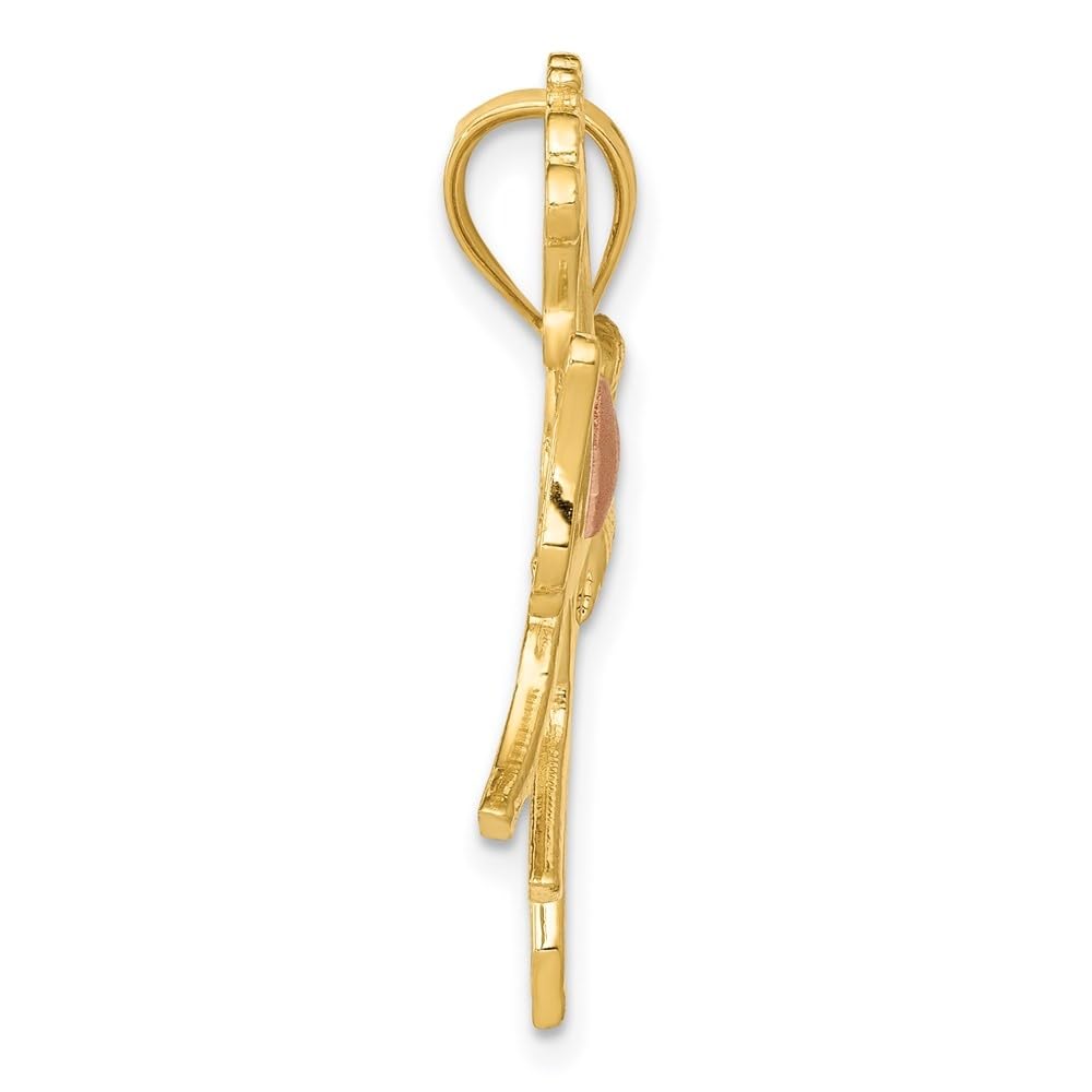 14K Yellow & Rose Gold Horse with Heart Charm Pendant Necklace - Elegant Jewelry Gift for Women, Perfect for Valentine's Day, Anniversary & Special Occasions