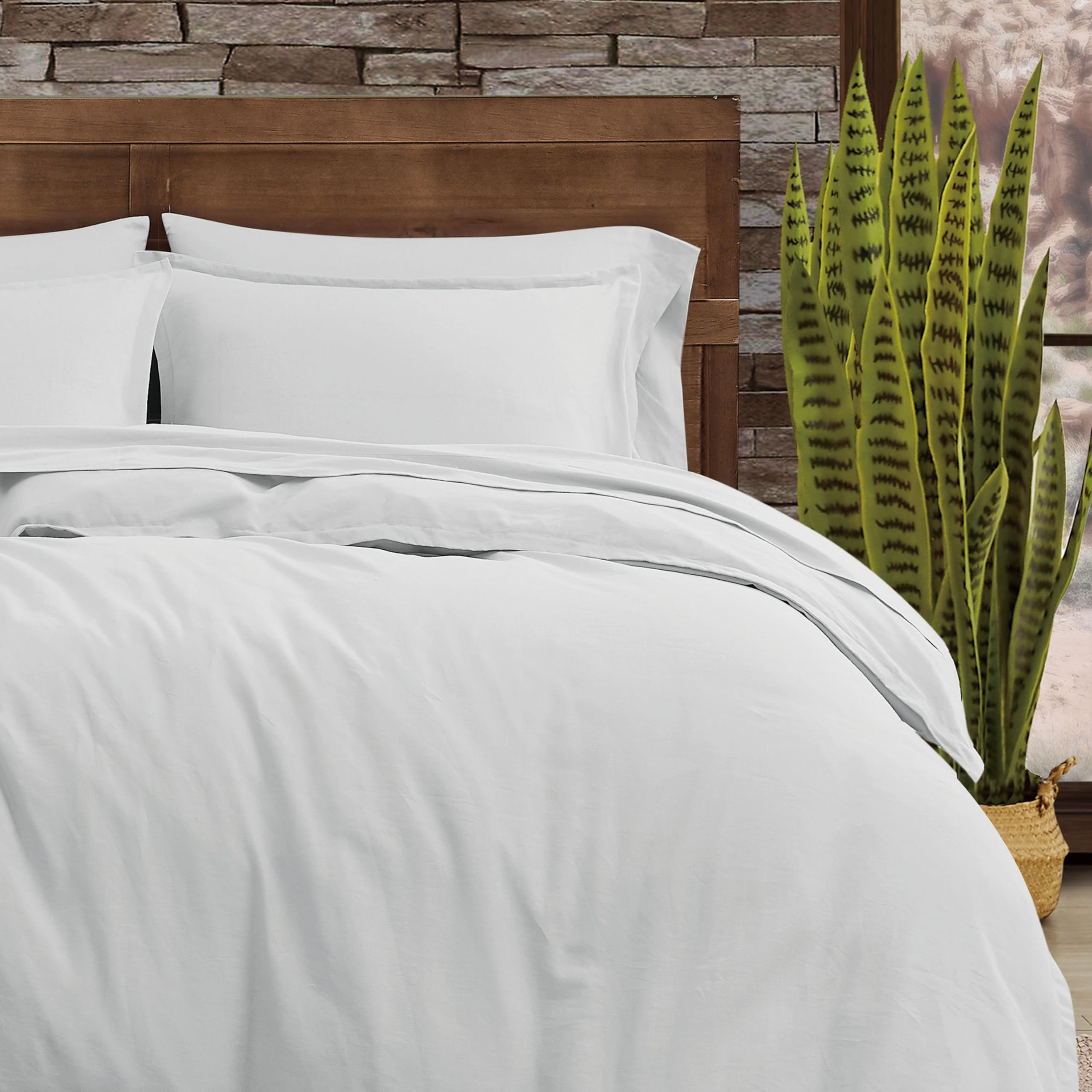 FRYE Cotton Linen Blend Grey 3-Piece King Size Duvet Cover Set - Soft Bedding for Master Bedroom, Guest Room & Luxury Hotels