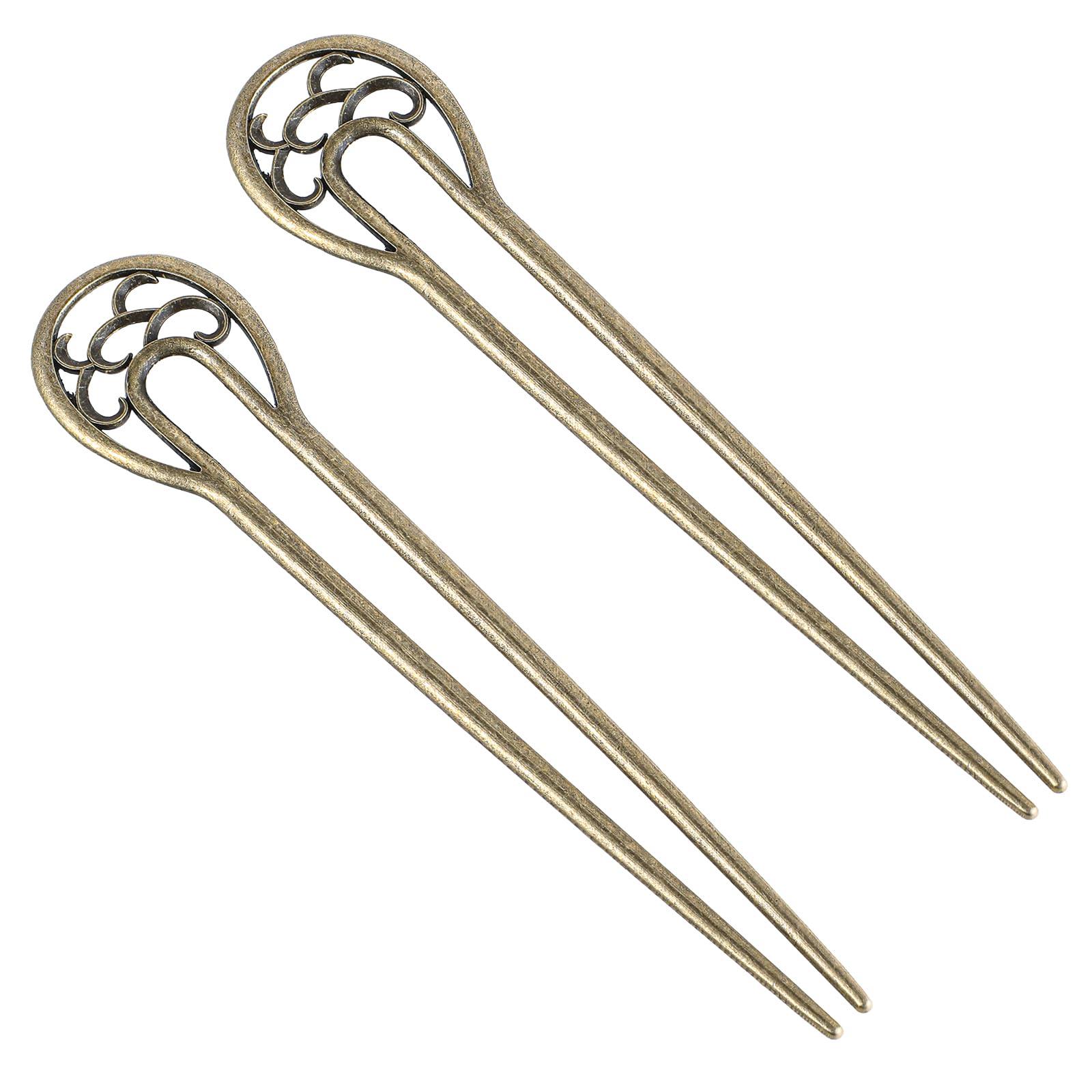 2pcs Vintage Metal U Hairpins for Women - French Hair Sticks for Updos & Braids
