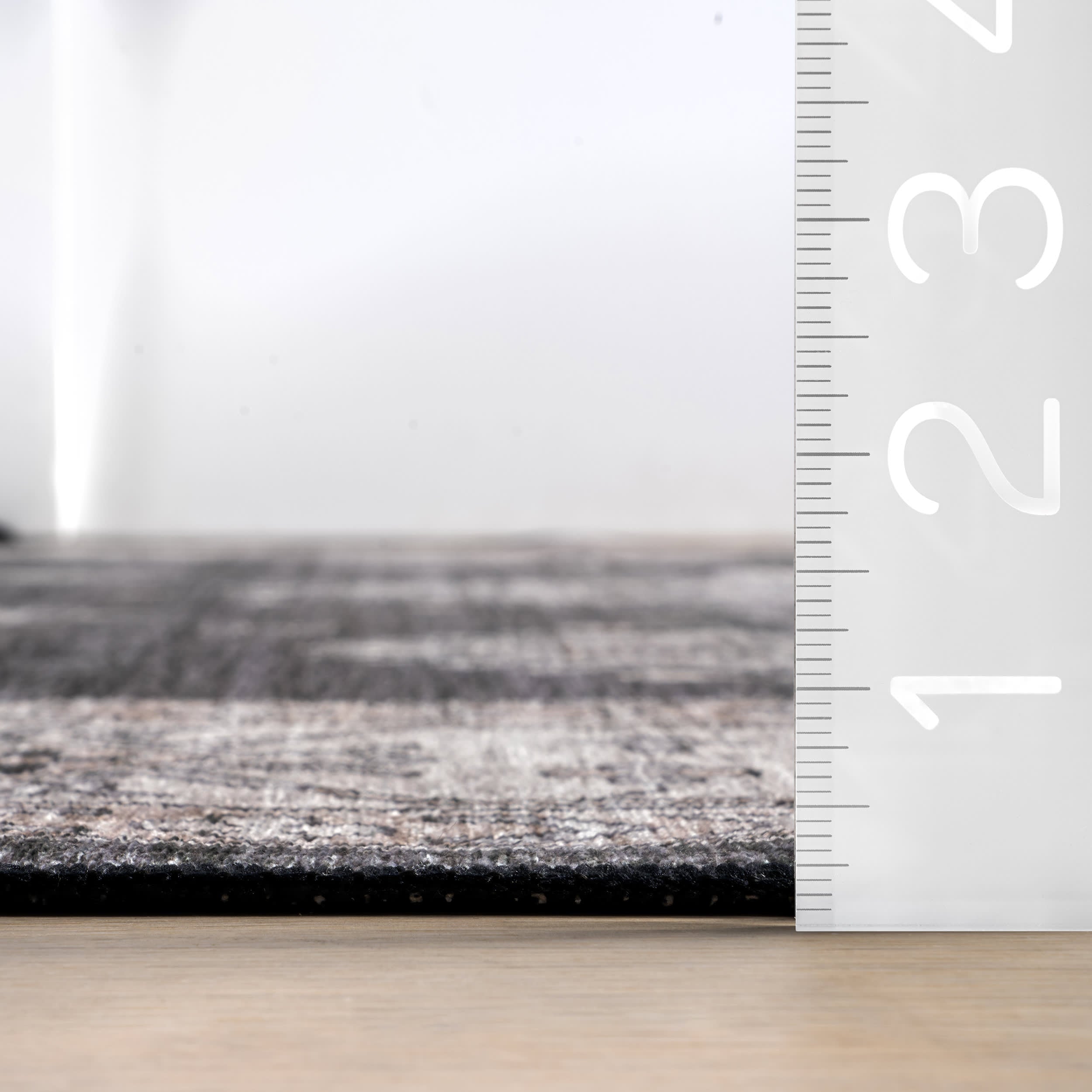 Andrea Bordered Spill Proof Washable Rug - Charcoal Grey | Non-Slip Kitchen & Living Room Rug for High Traffic Areas | Easy to Clean & Durable Home Decor
