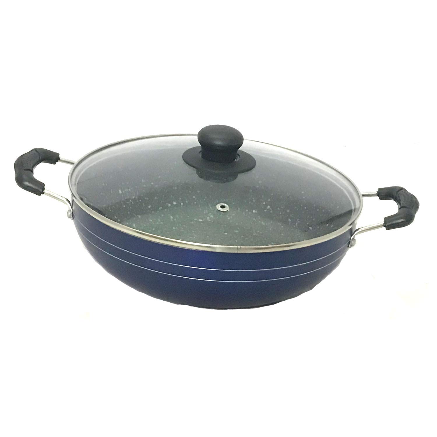 **Non-Stick Kadai with Glass Lid - 2.2L Deep Fry Pan for Gas & Induction - Aluminum All-Purpose Kadhai for Stir-Frying, Cooking, and Frying - Perfect for Indian, Asian & Home Cooking**
