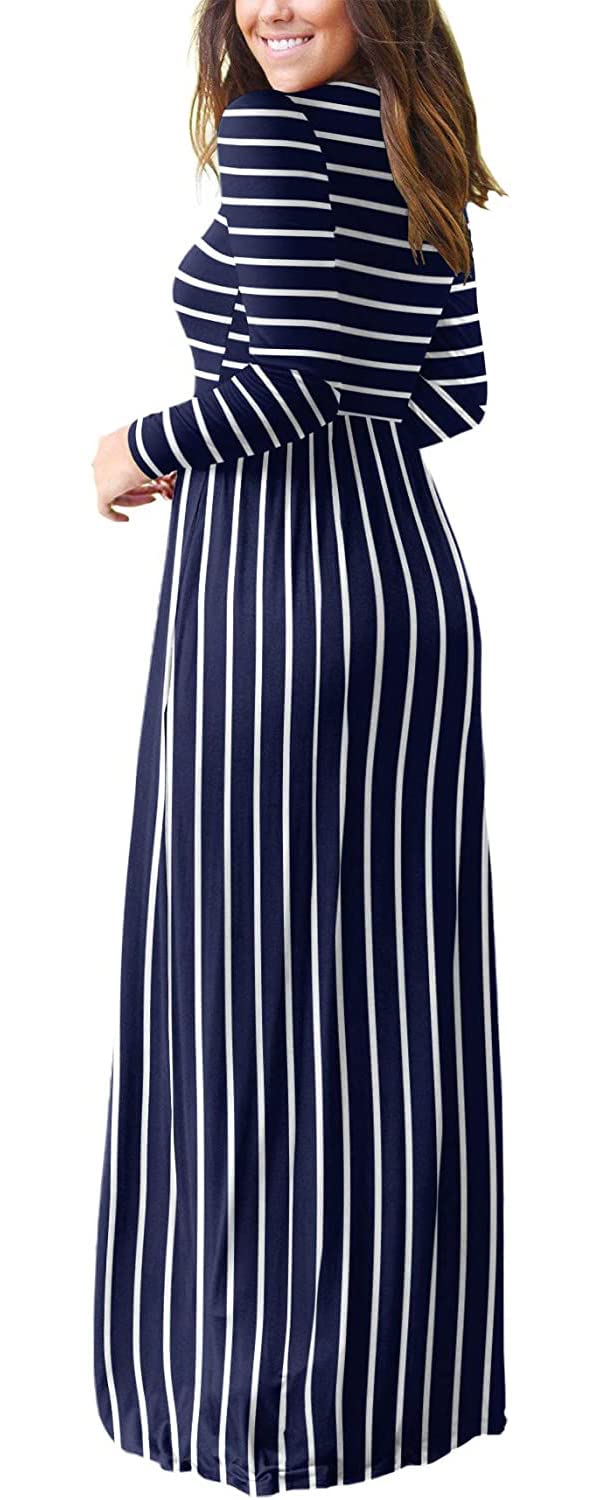 EUOVMY Women's Long Sleeve Maxi Dress - Loose Fit Casual Summer Dress with Pockets | Perfect for Beach, Vacation, and Everyday Wear