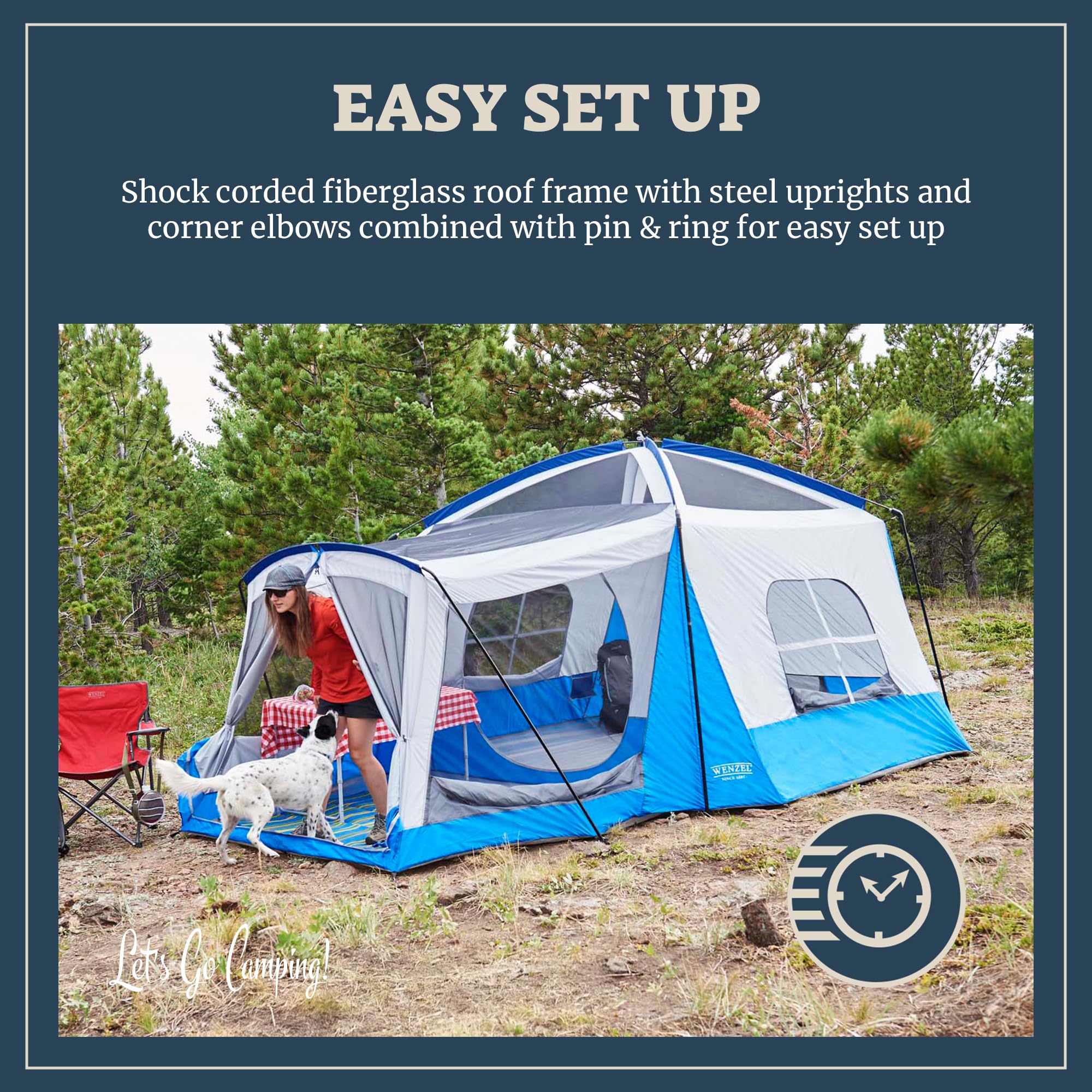 Klondike 8-Person Waterproof Camping Tent with Convertible Screen Room - Family & Group Outdoor Adventures for Hiking, Backpacking, and Beach Trips