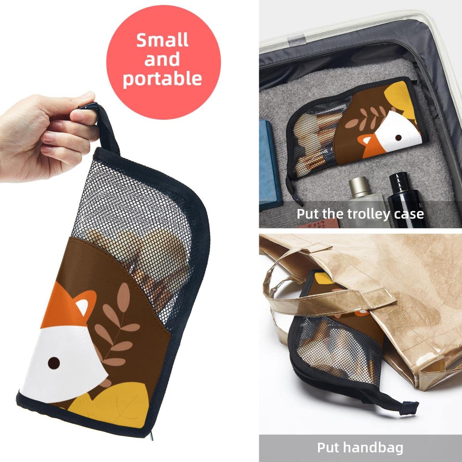 Premium 12-Piece Makeup Brush Organizer Bag Set - Hello Autumn Fox Design, Portable Travel Cosmetic Brush Holder Case for Professional Makeup Artists & Beauty Enthusiasts - Perfect for Travel, Home Vanity & Salon Use