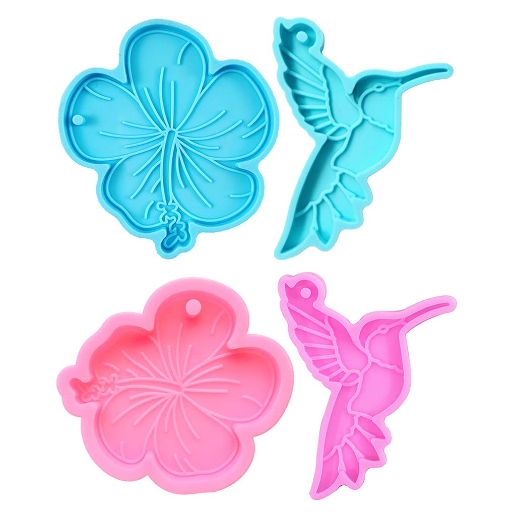 Silicone Resin Hummingbird Pendant Mold - DIY Epoxy Keychain & Polymer Clay Jewelry Making Molds for Necklace Craft - Perfect for Handmade Gifts, Home Decor & DIY Projects (Pink)