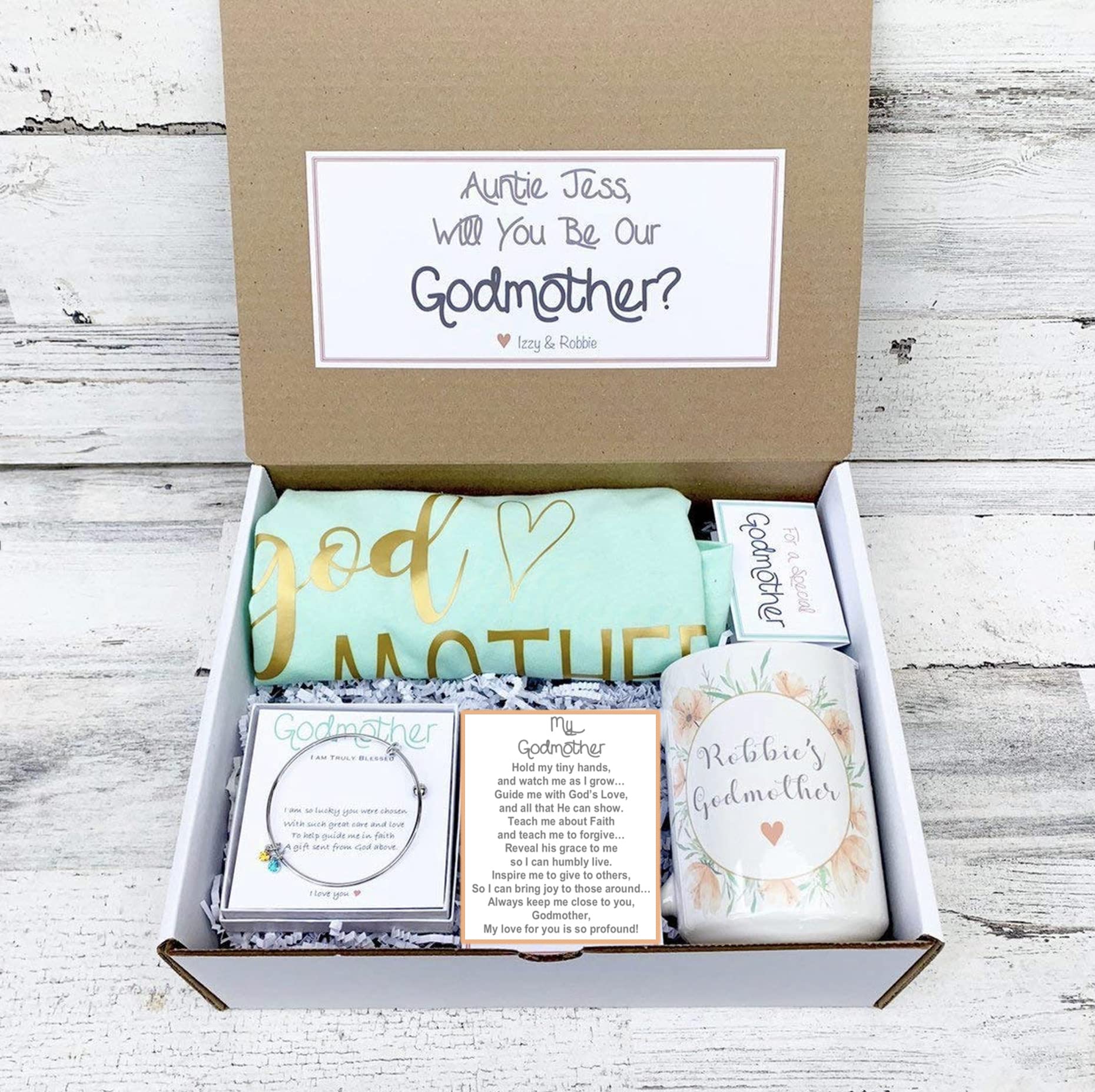 Personalized Godmother Gift Box - Custom Will You Be My Godmother Proposal Set - Perfect for Baptism, Christening & Special Occasions