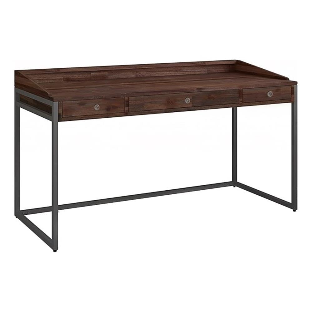 60 Inch Solid Wood Computer Desk - Industrial Rustic Home Office Desk for Small Spaces, Modern Study Table for Bedroom, Distressed Brown Writing Work Desk | Perfect for Remote Work, Online Classes & Home Office Setup