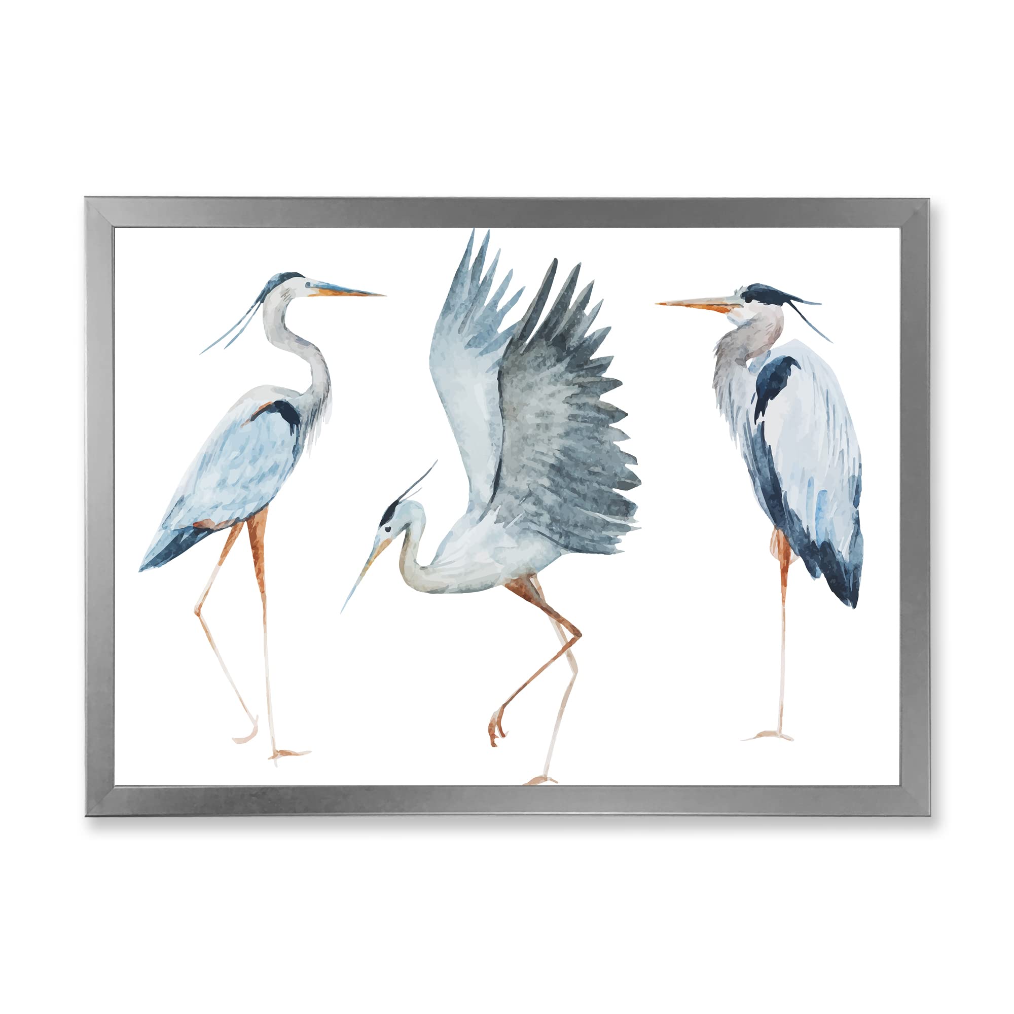 DesignQ Heron Birds II Traditional Framed Wall Art - Elegant Home Decor for Living Room, Bedroom & Office | Nature Inspired Canvas Painting