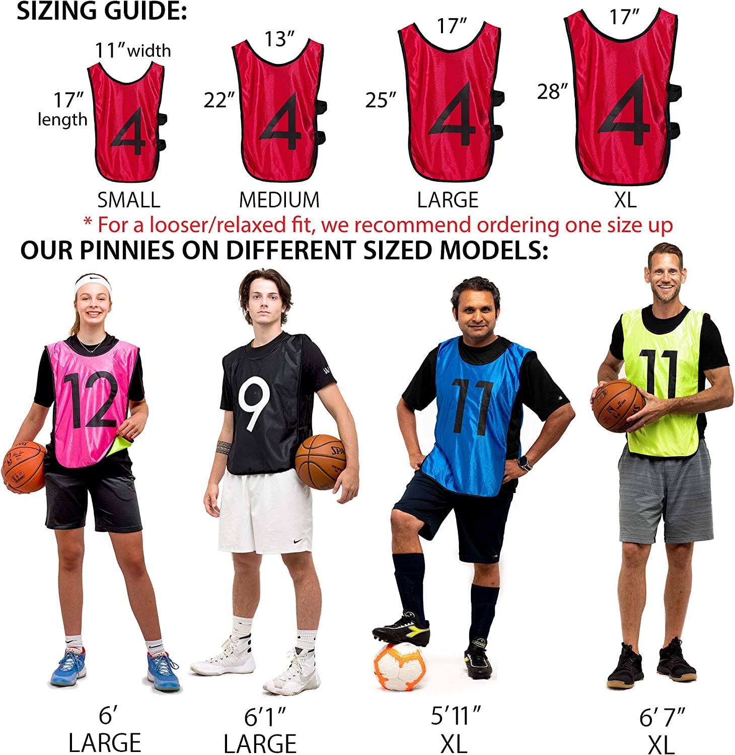 Reversible Numbered Practice Vests for Soccer & Basketball - Pinnies for Games, Tryouts, Leagues, and Team Training