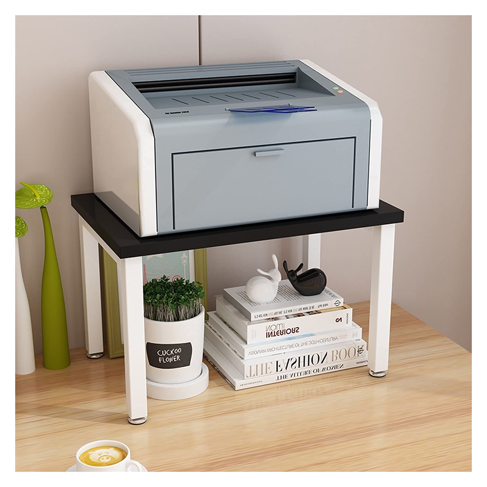 XJZKA 2-Tier Printer Stand with Storage Shelf - Adjustable Desktop Organizer for Home Office, Kitchen, or Workspace - Perfect for Printer, Fax Machine, and Office Supplies (Color: C)