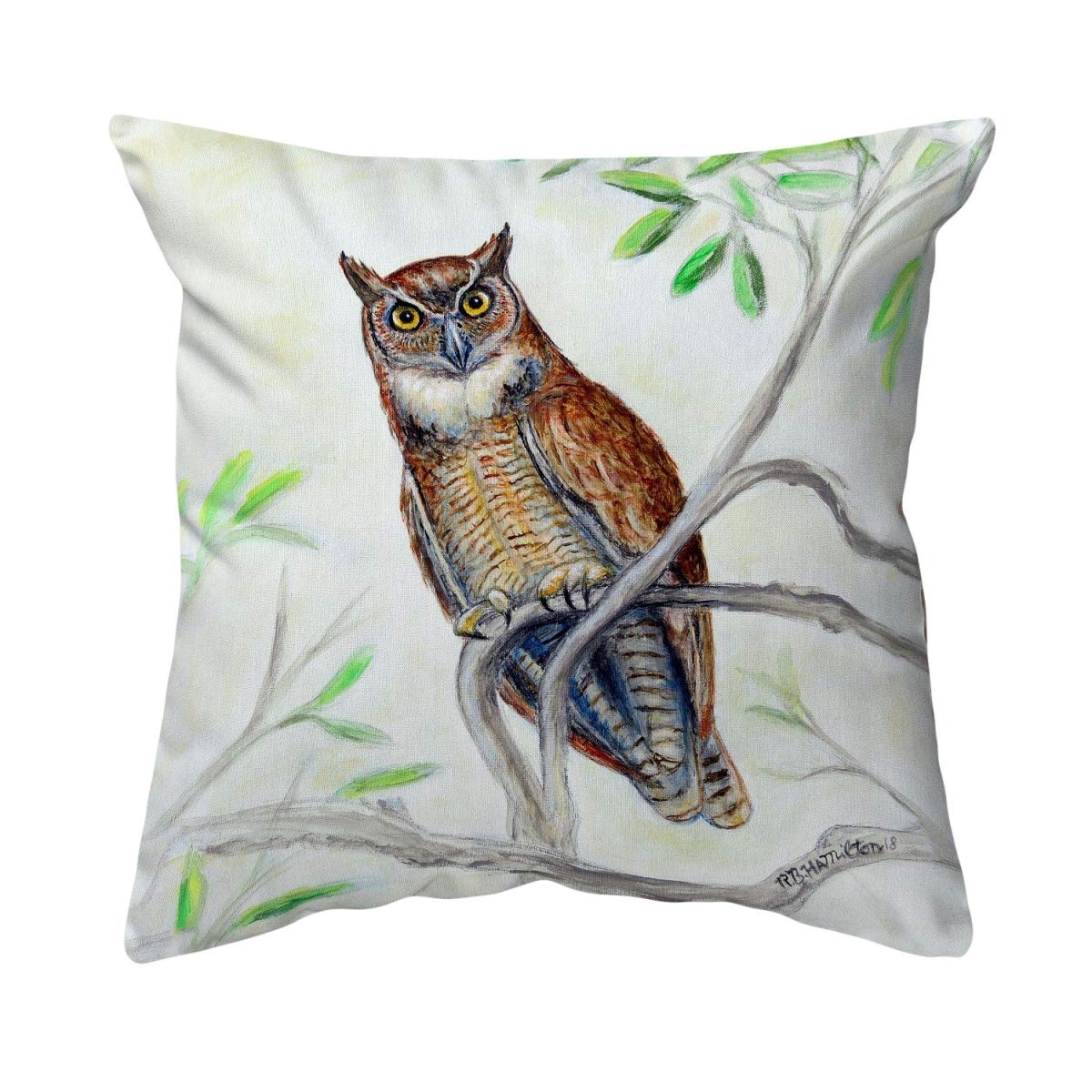 Betsy Drake NC714 Decorative Throw Pillow 18x18 Inches - Multi-Color Square Cushion for Sofa, Bed & Living Room Decor